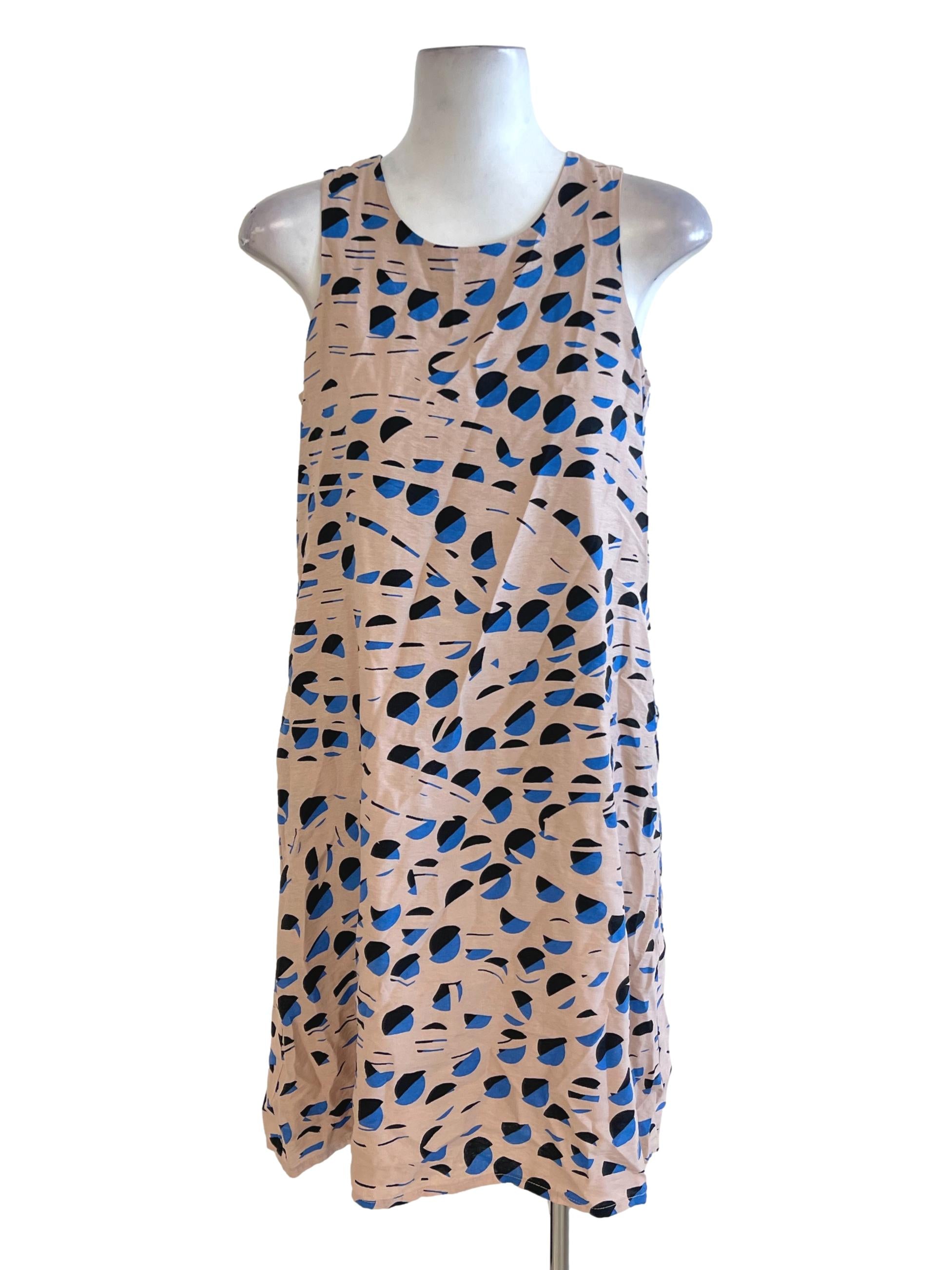 Sepia Abstract Jewel Neck Shift Dress