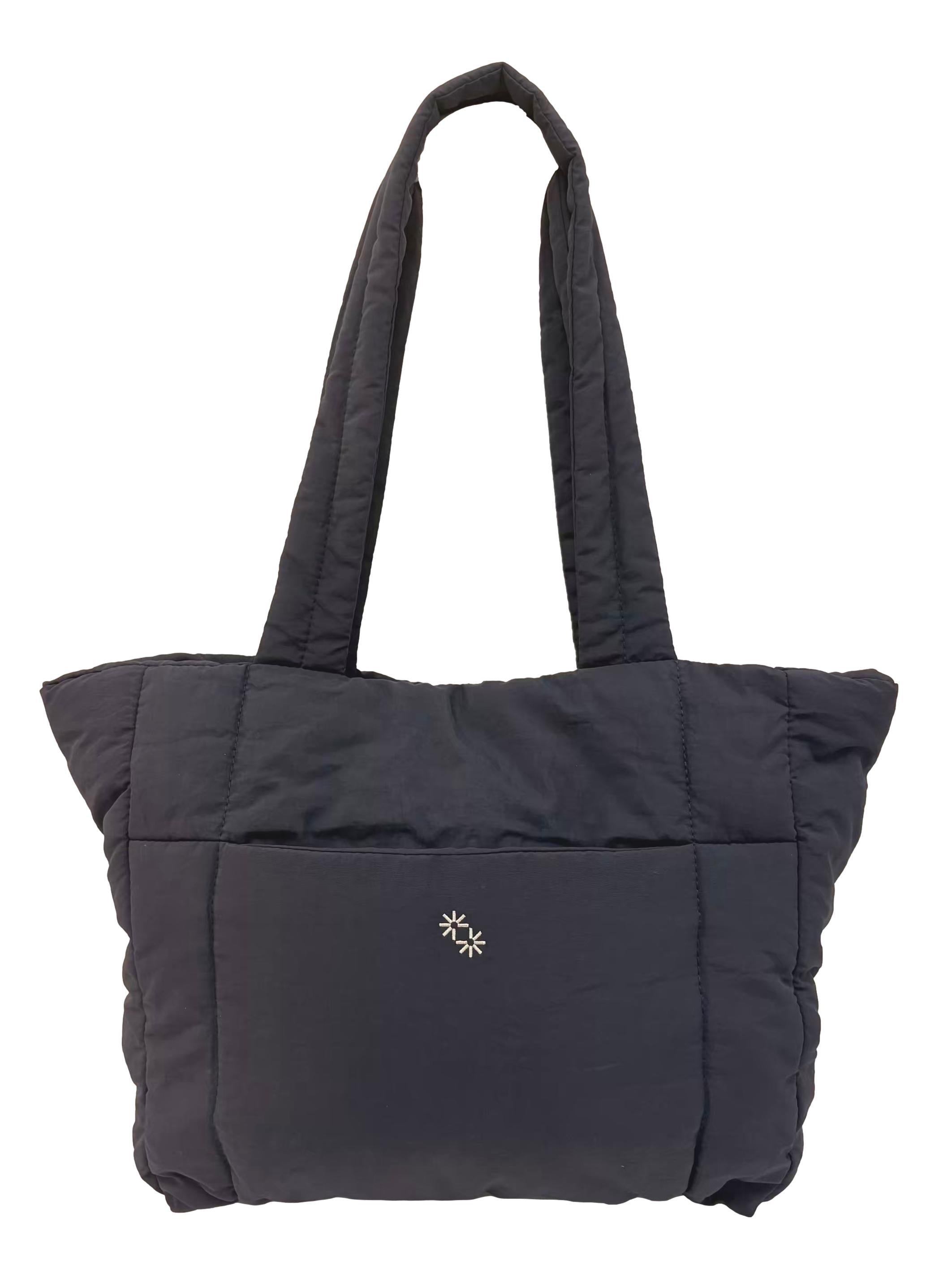 Dark Blue Puffer Tote Bag