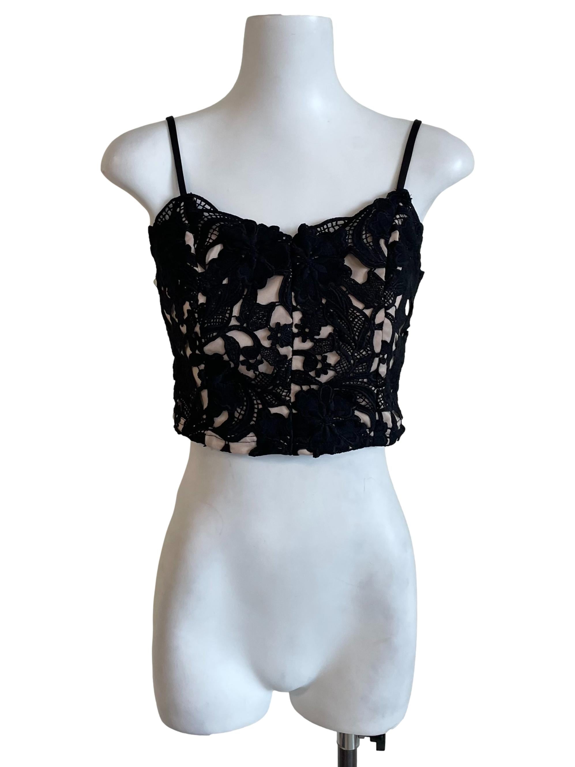 Black Embroidery Crop Camisole Top