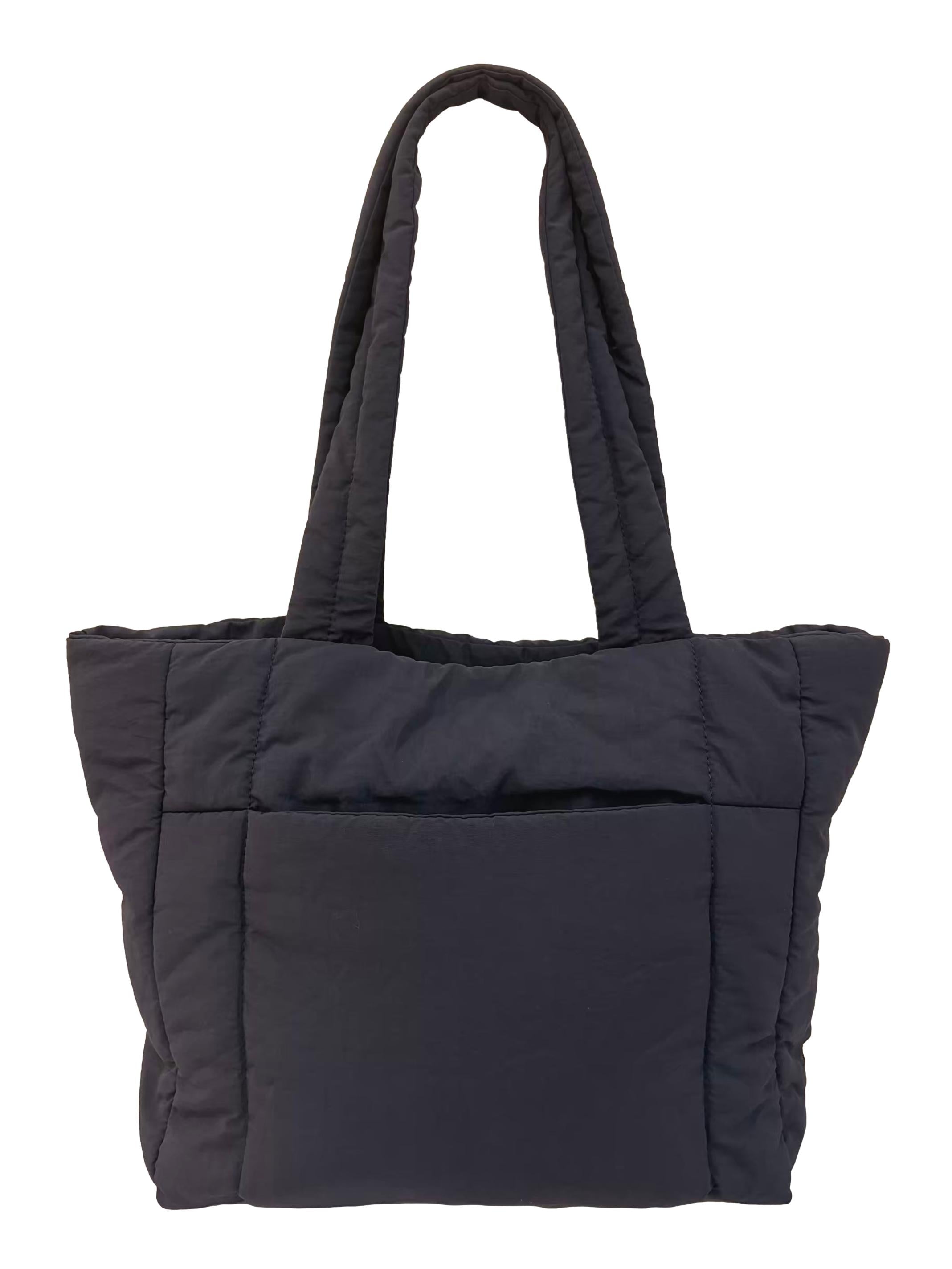 Dark Blue Puffer Tote Bag