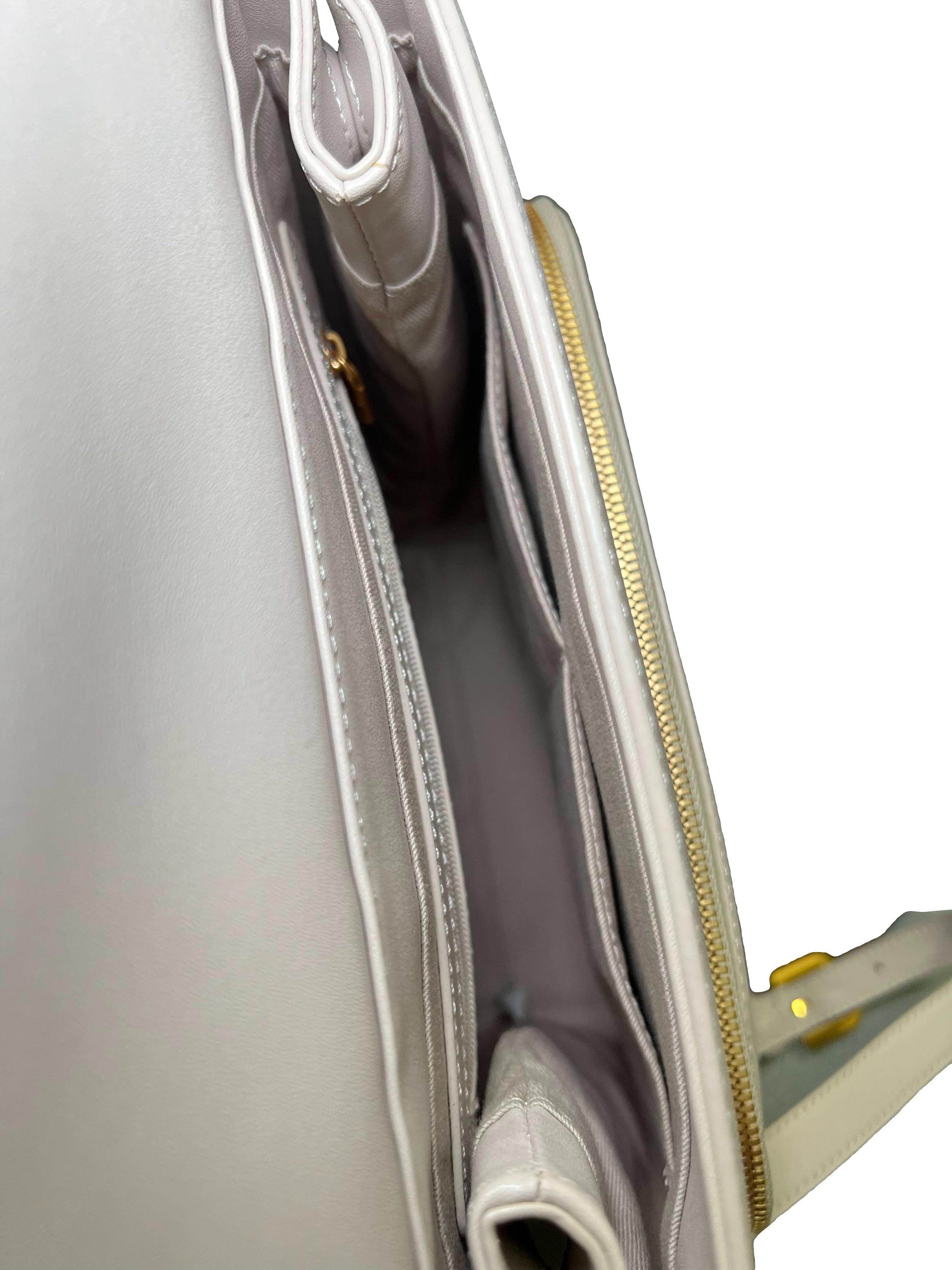 Cream Leather Ivory Octavia Front Flap Structured Backpack CSN