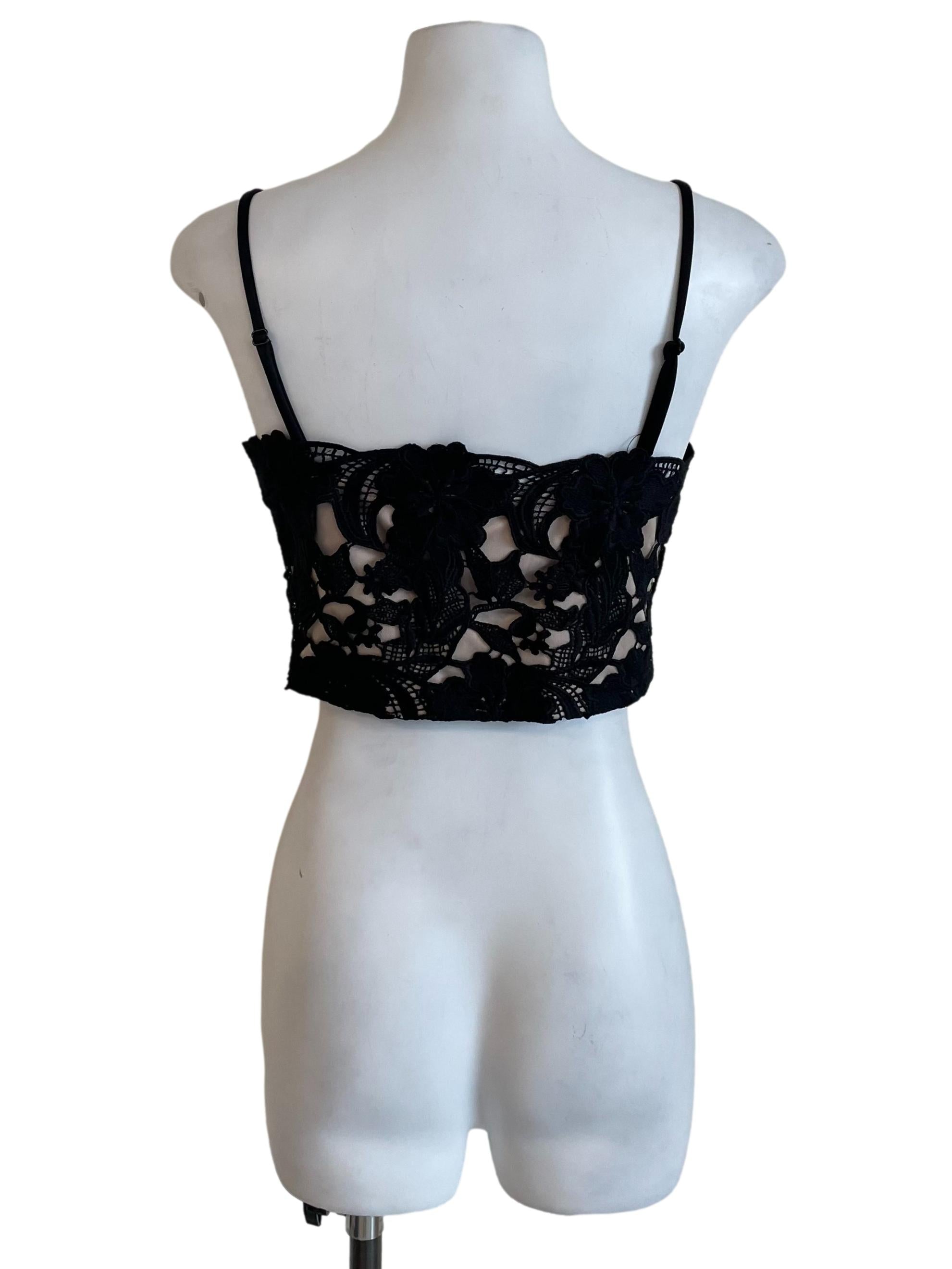 Black Embroidery Crop Camisole Top