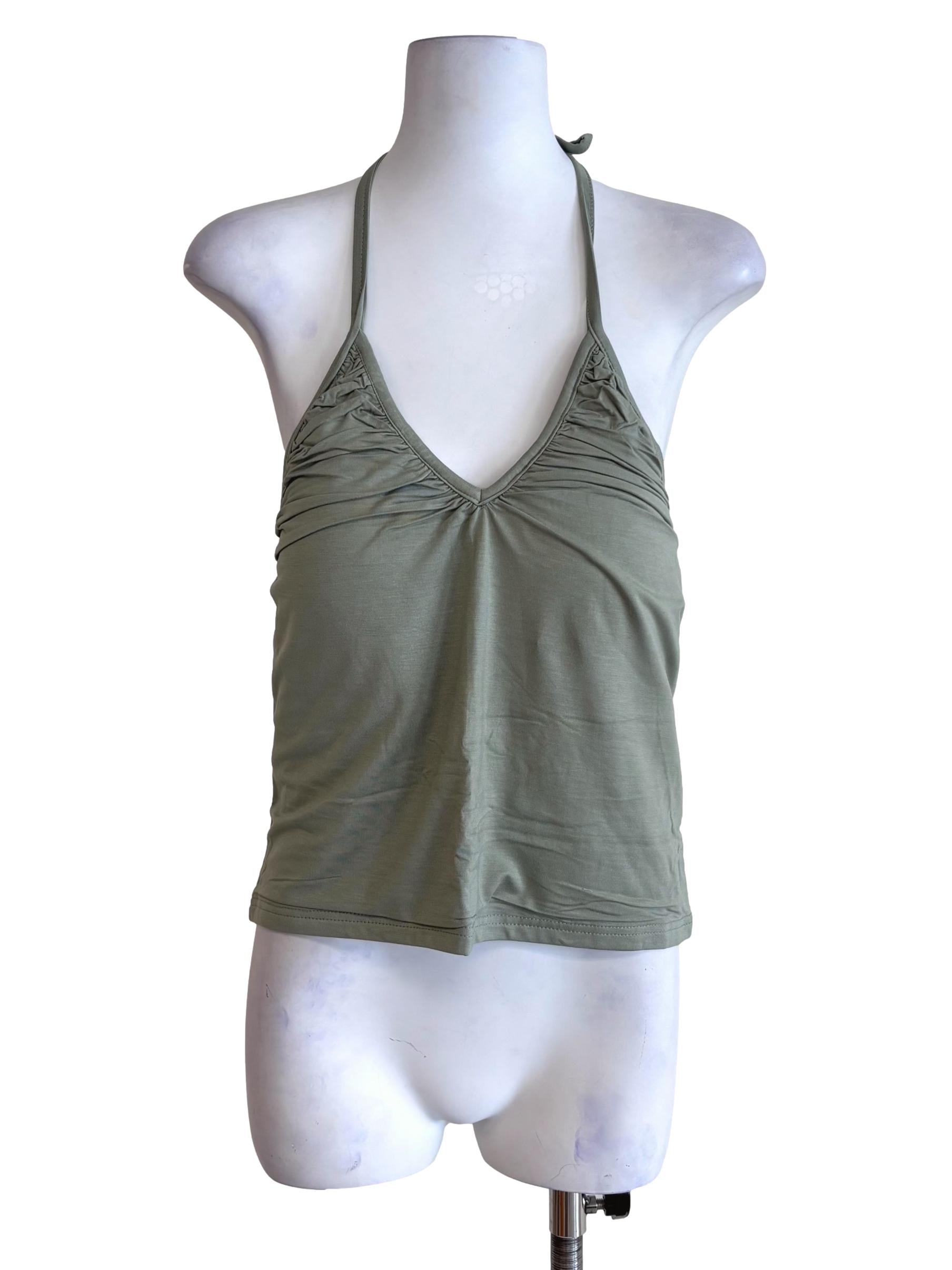 Green Celestine Ruched Halter Padded Top