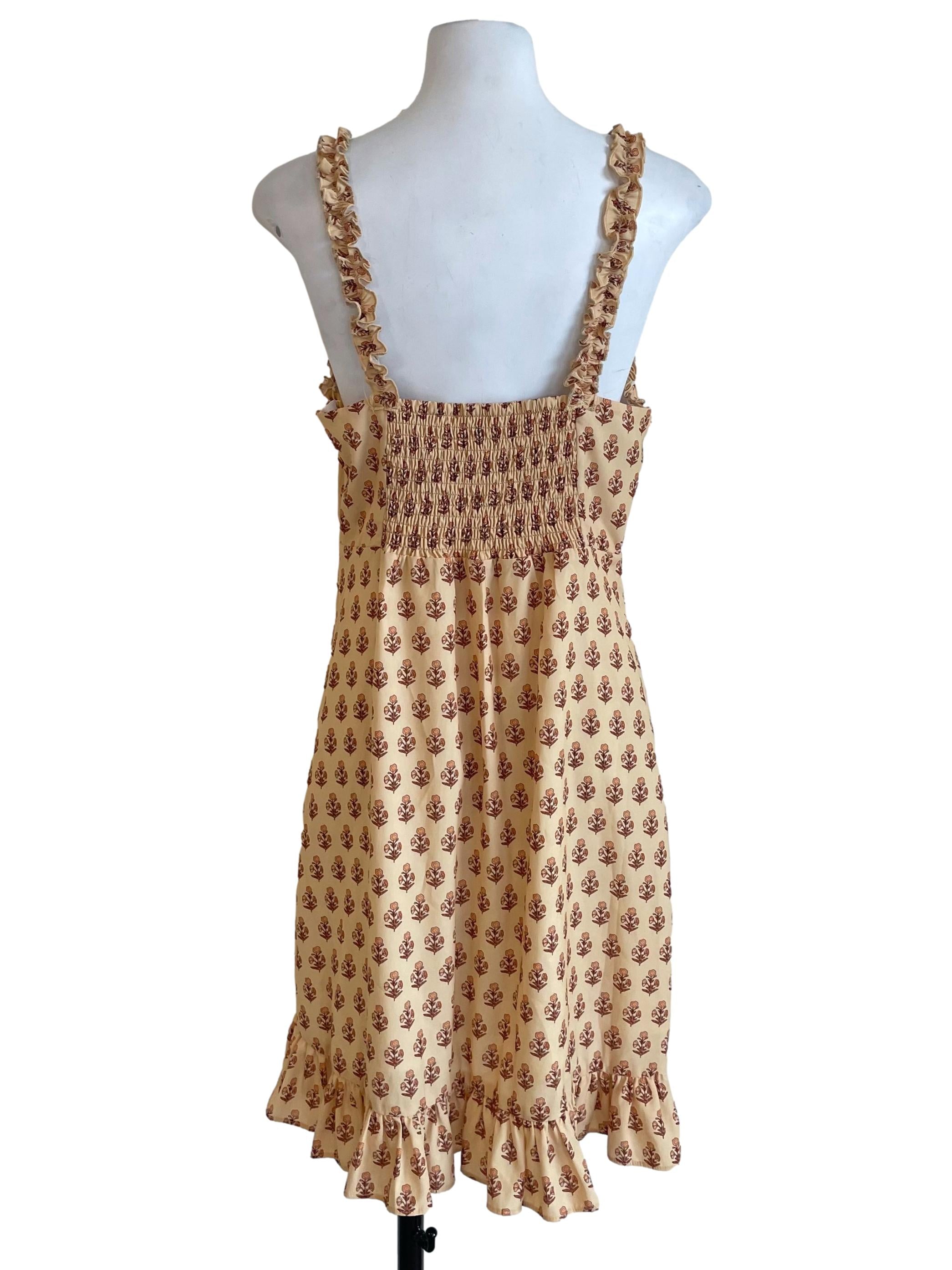 Canary Yellow Floral Ruffled A-Line Dress