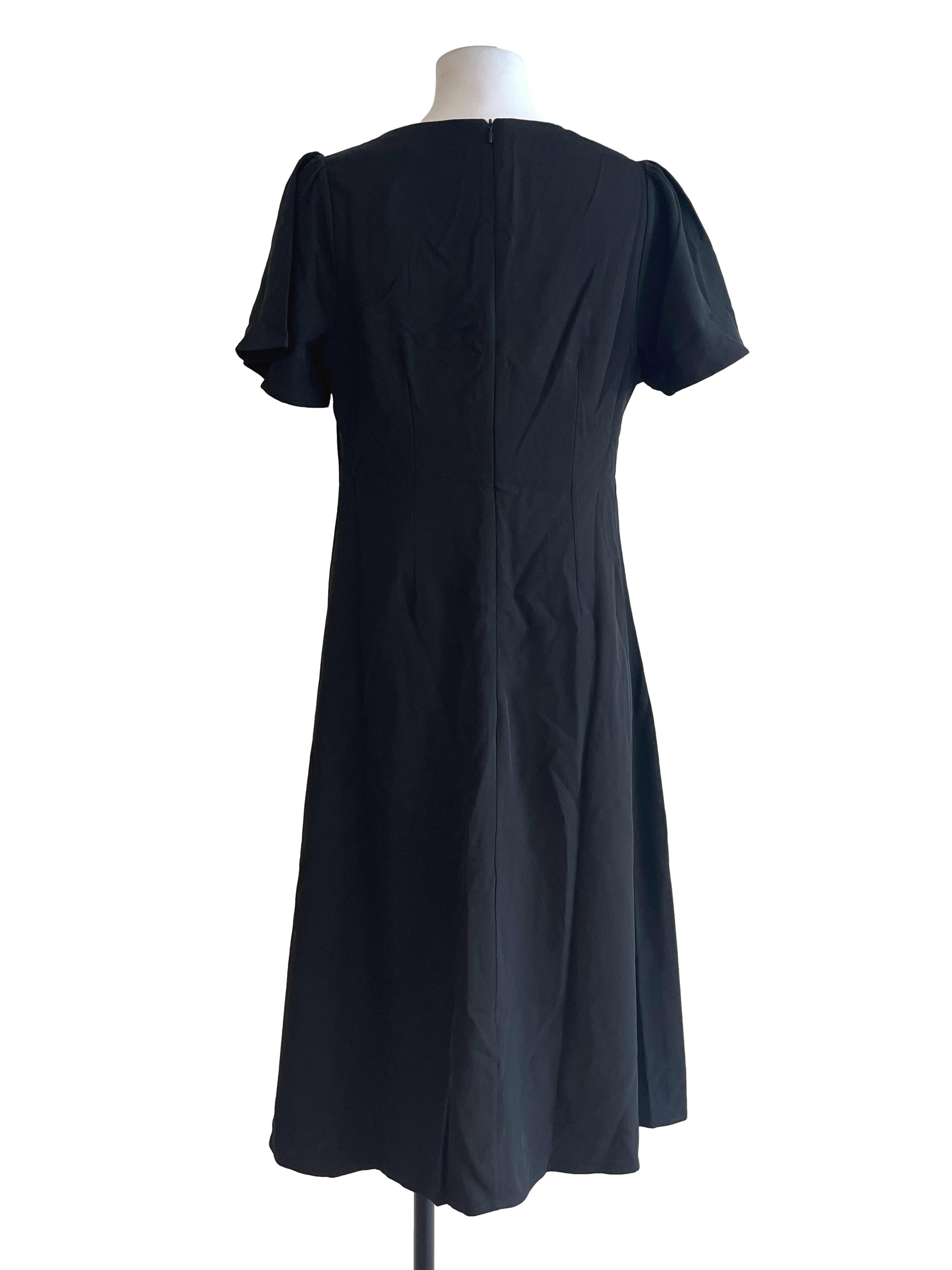 Onyx Black V-Neck Midi Dress