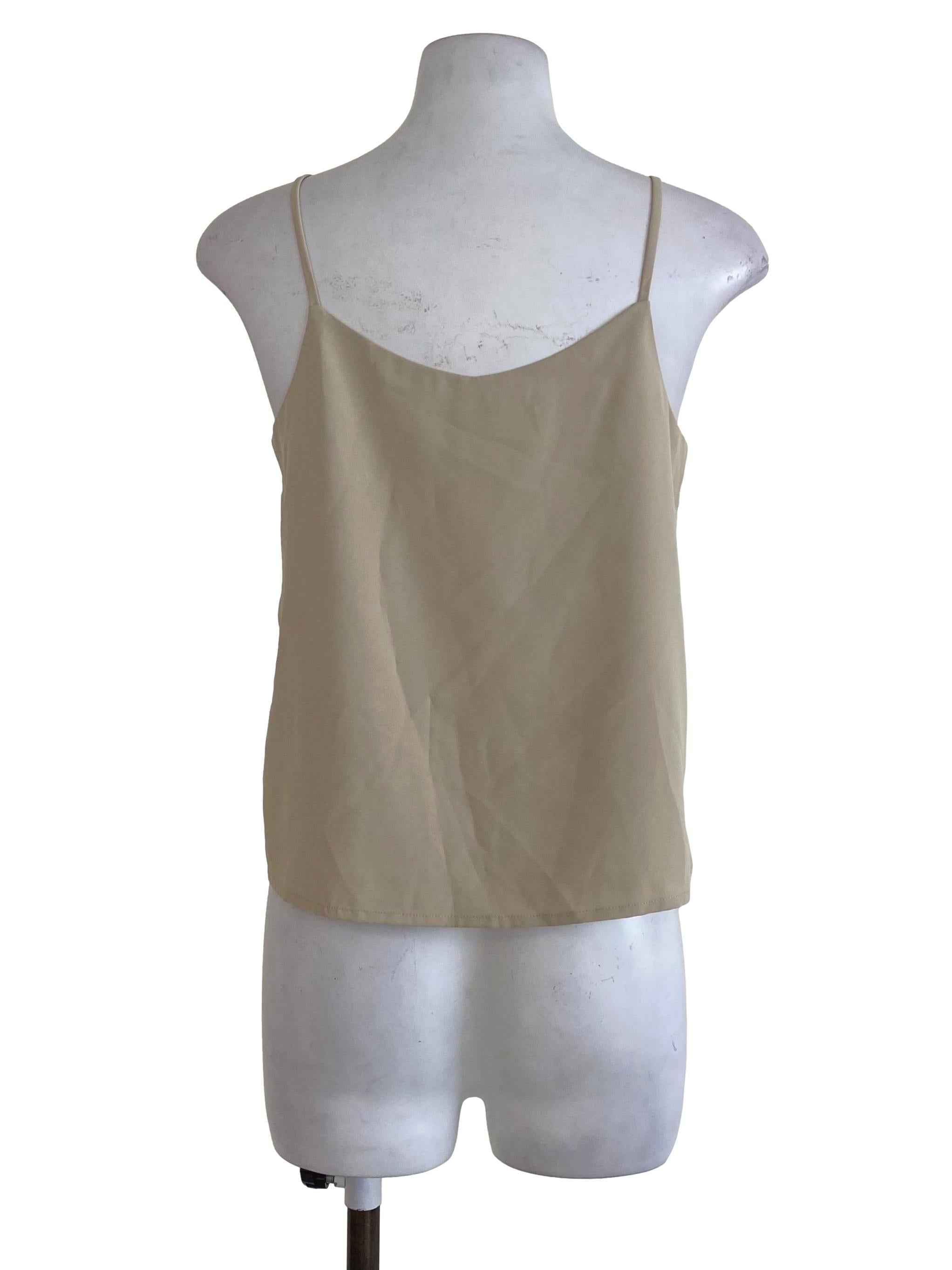 Runaway Bandit  Cream Plain Crop Tank Top  | REFASH