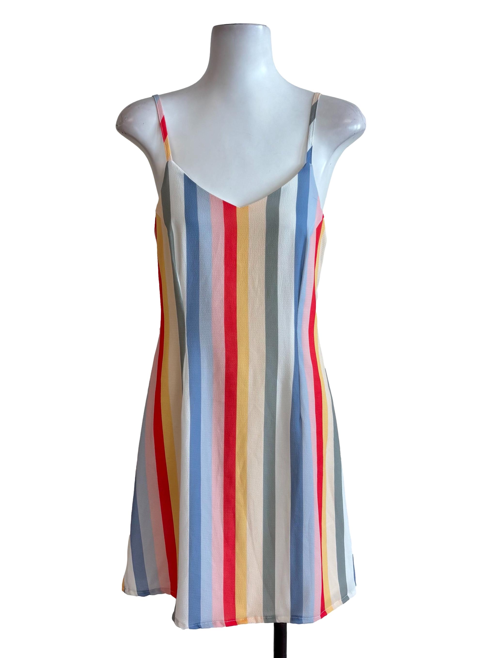 Colorful Stripes Strappy Back Mini Dress