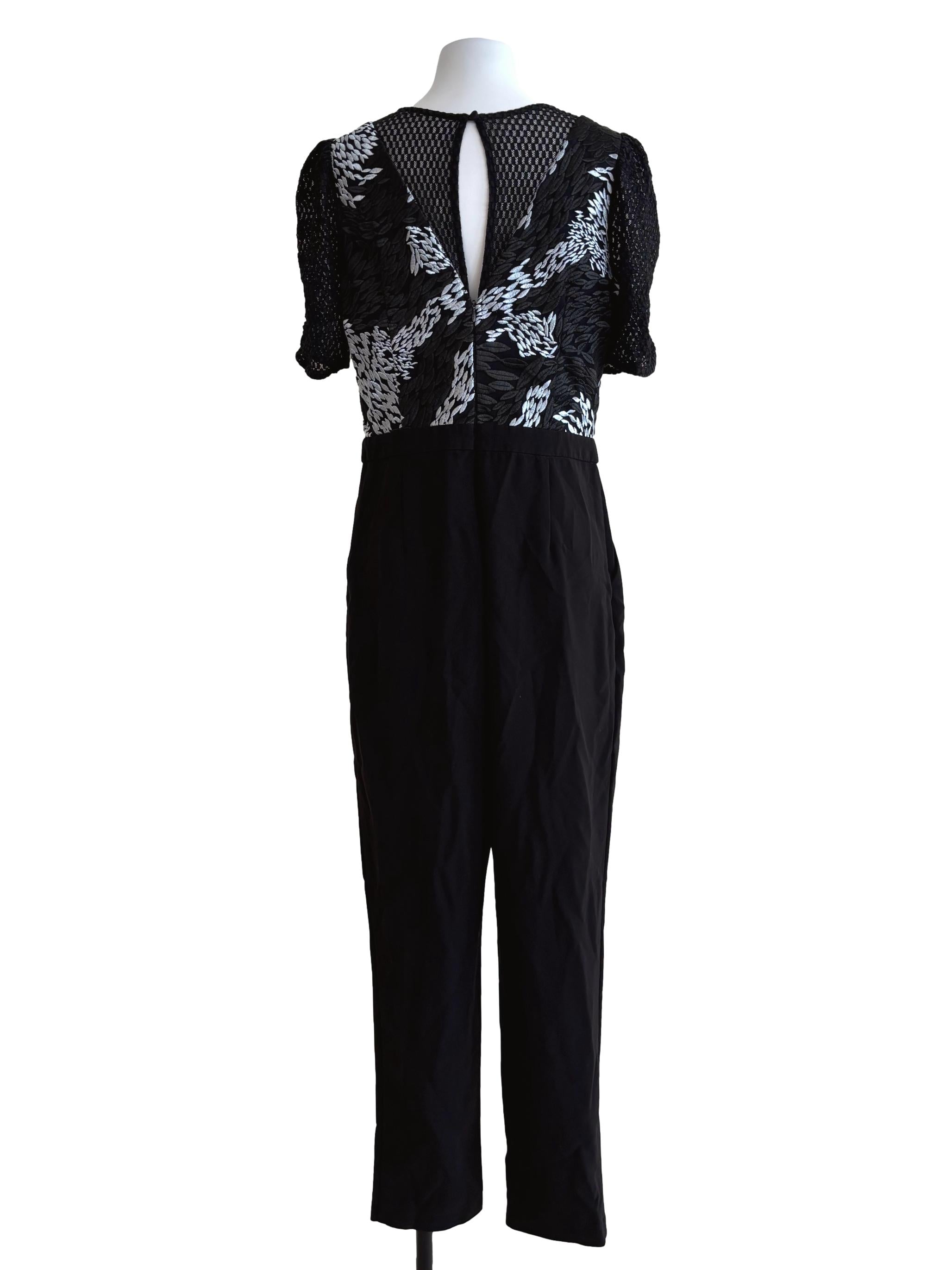 Rich Black Embroidered Bodice Jumpsuit