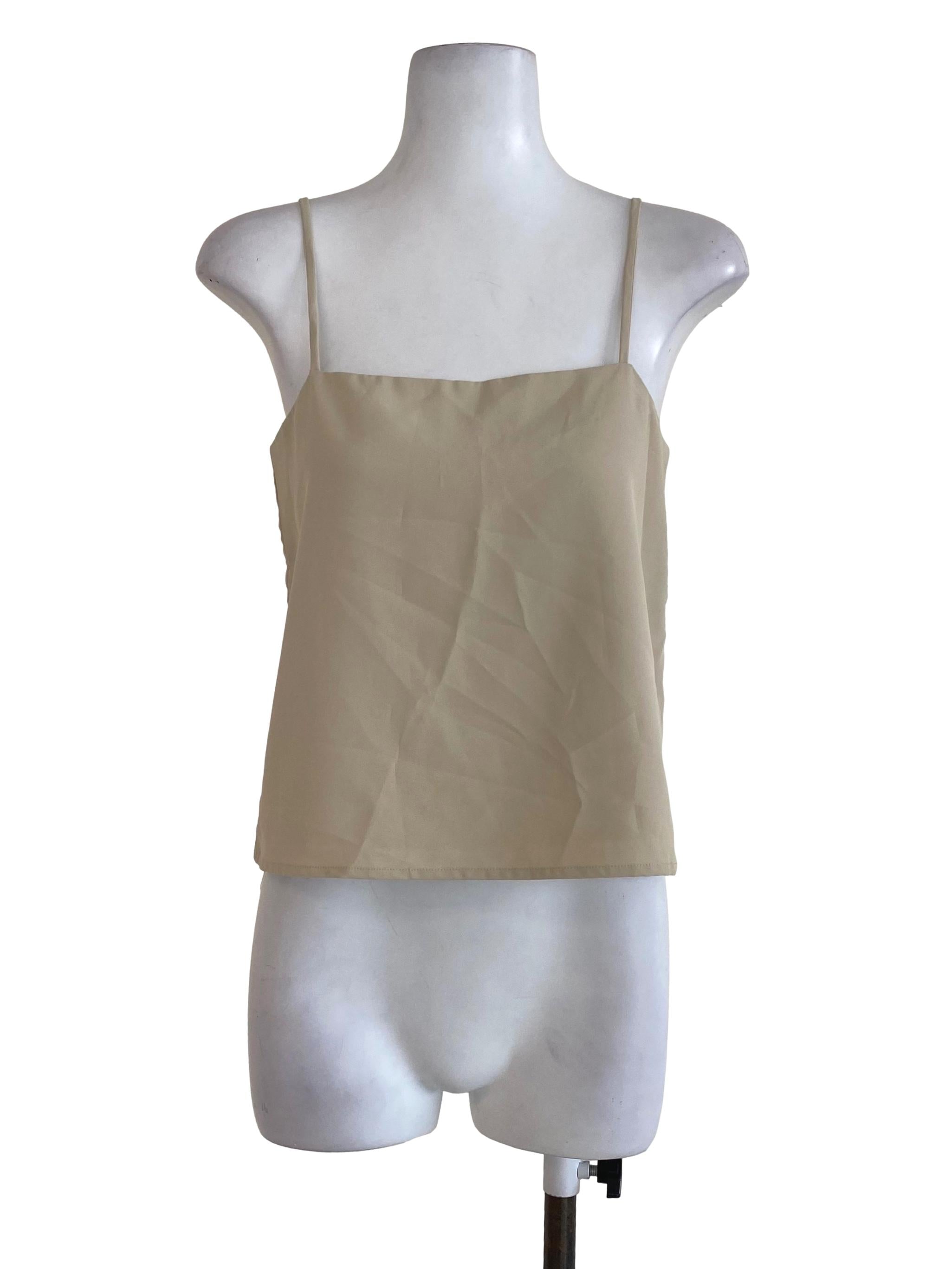 Runaway Bandit  Cream Plain Crop Tank Top  | REFASH