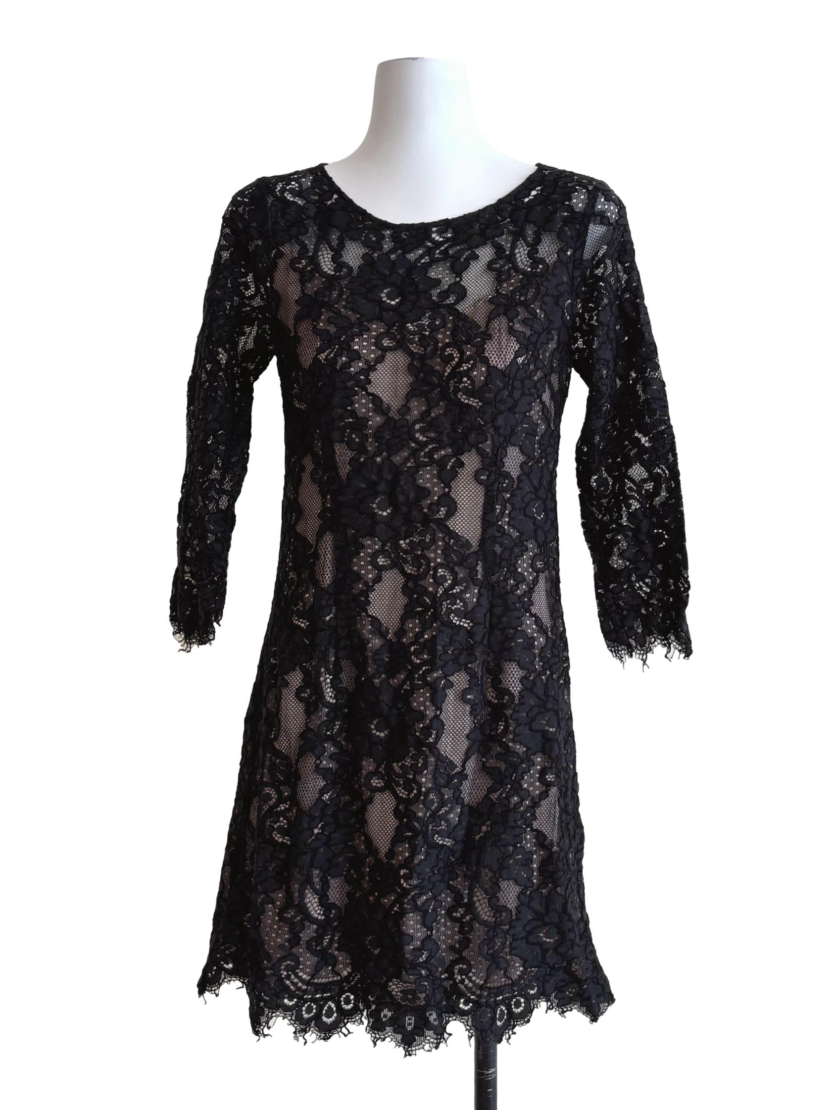 Slate Black Long Sleeve Lace Dress
