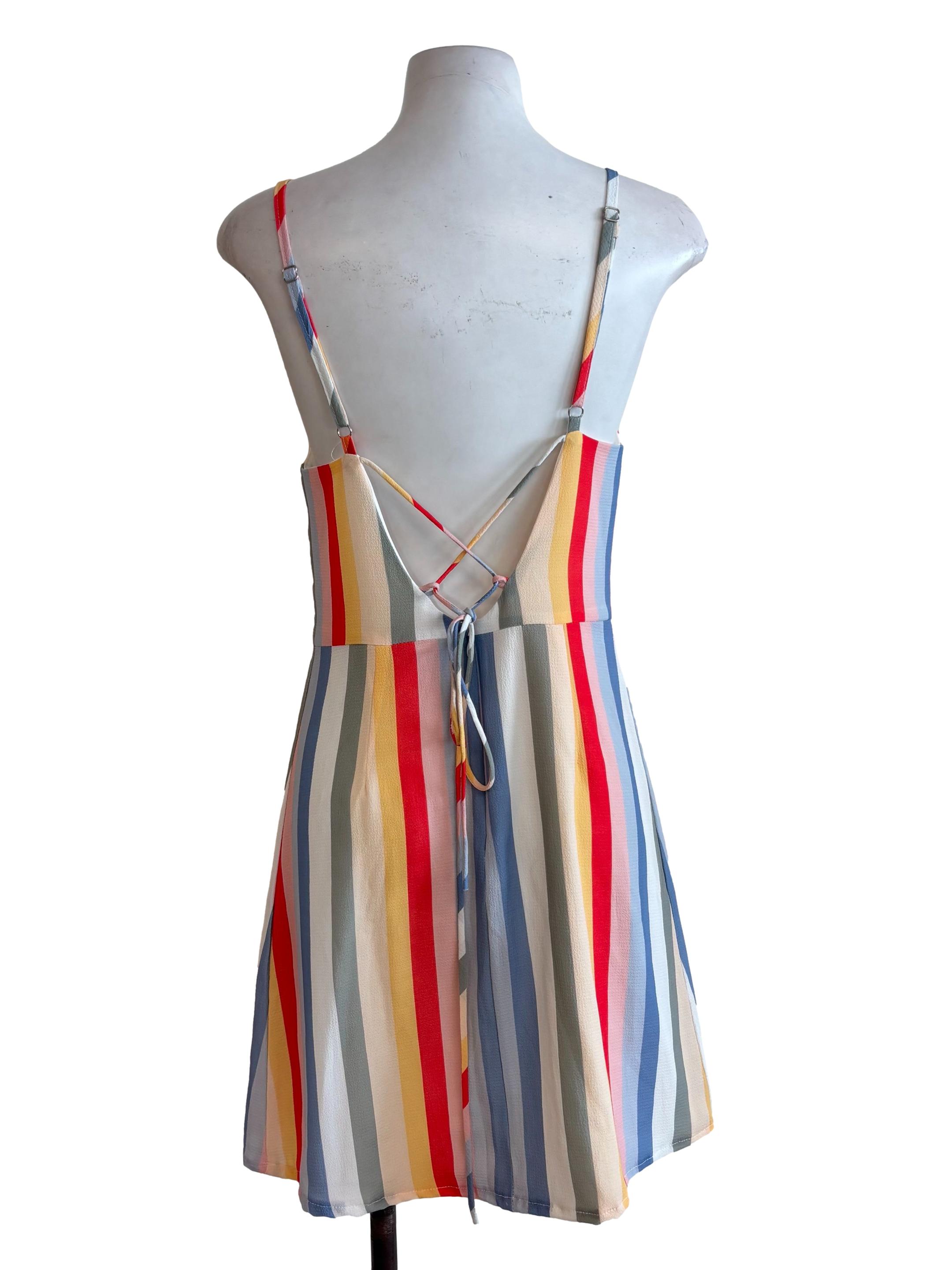 Colorful Stripes Strappy Back Mini Dress