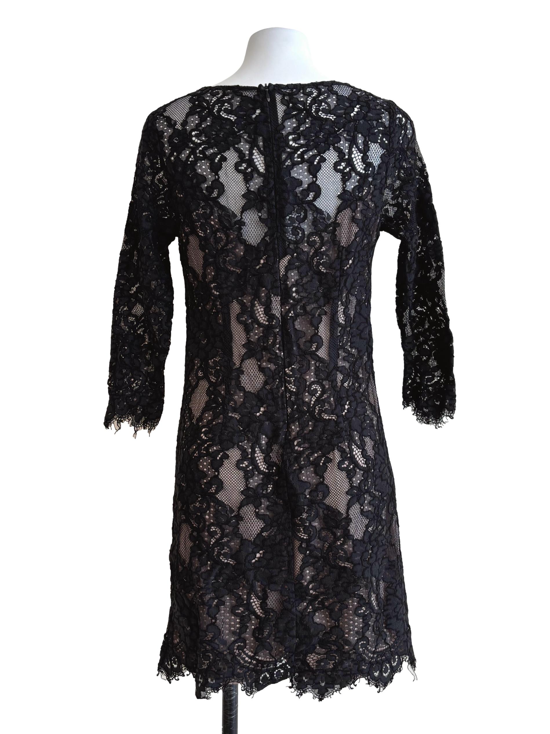 Slate Black Long Sleeve Lace Dress