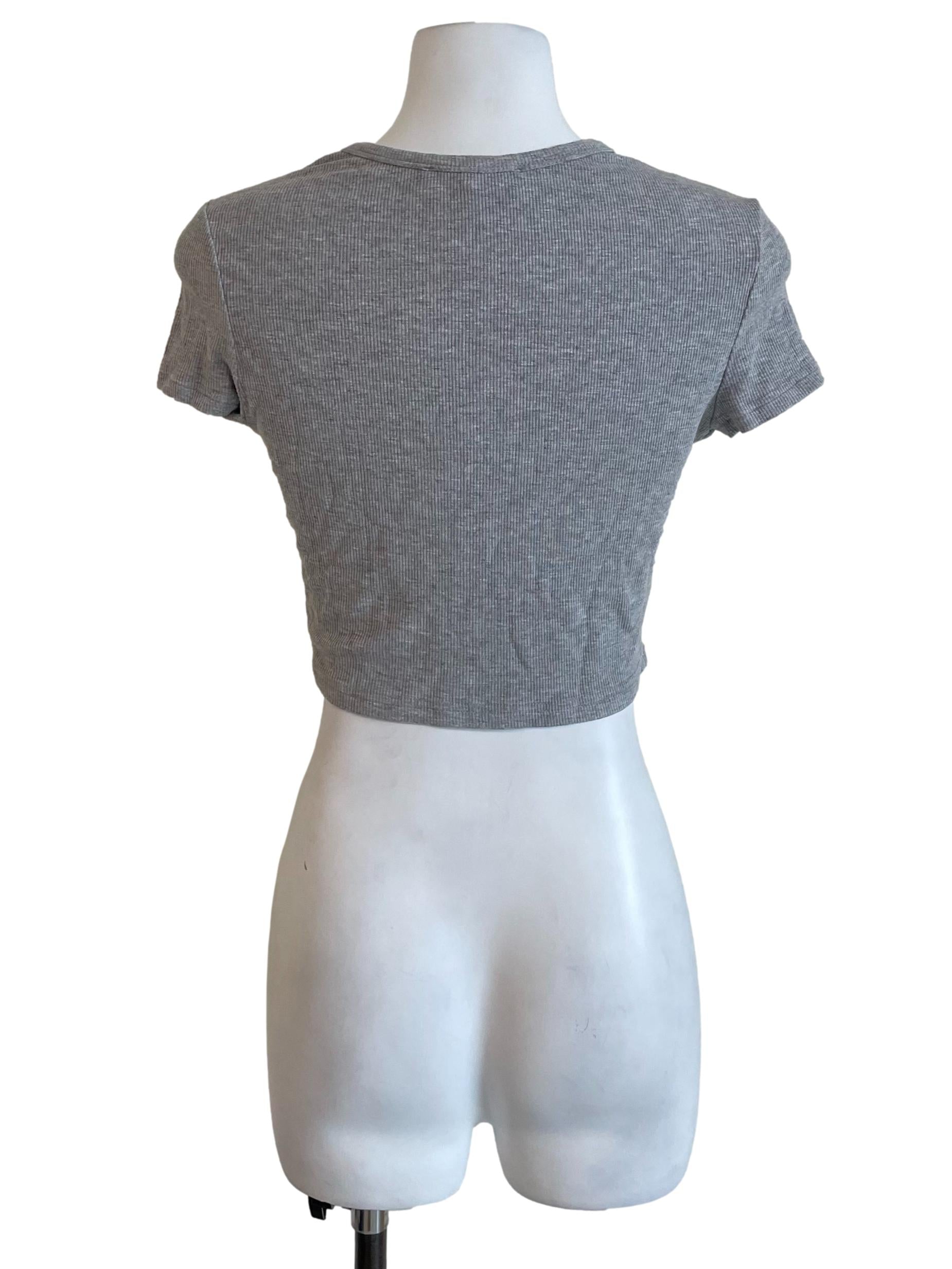Grey Knit Crop Tee