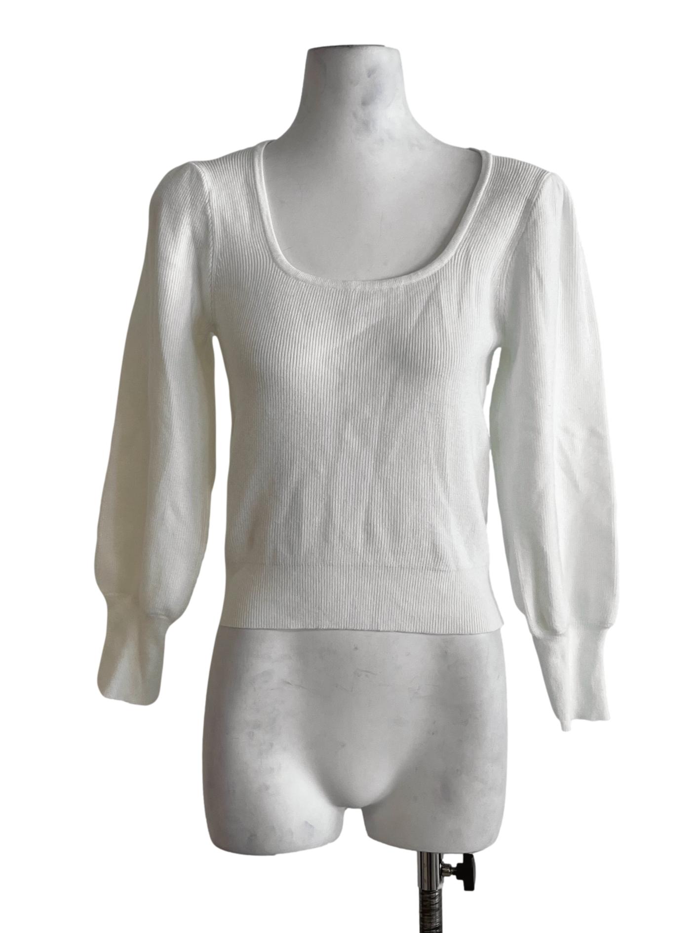 White Square Neckline Blouse TWL