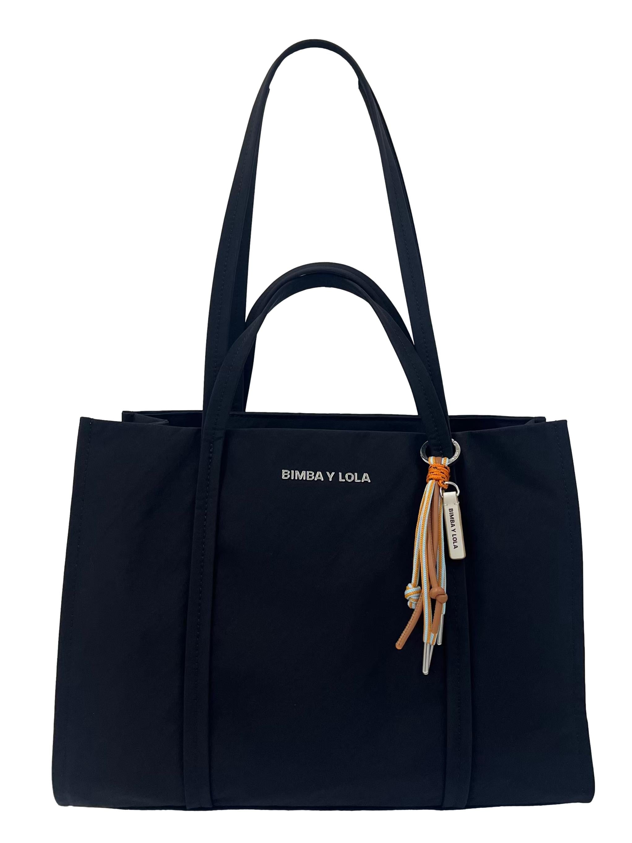 Black Nylon Tote Bag With Detachable Keychain CSN