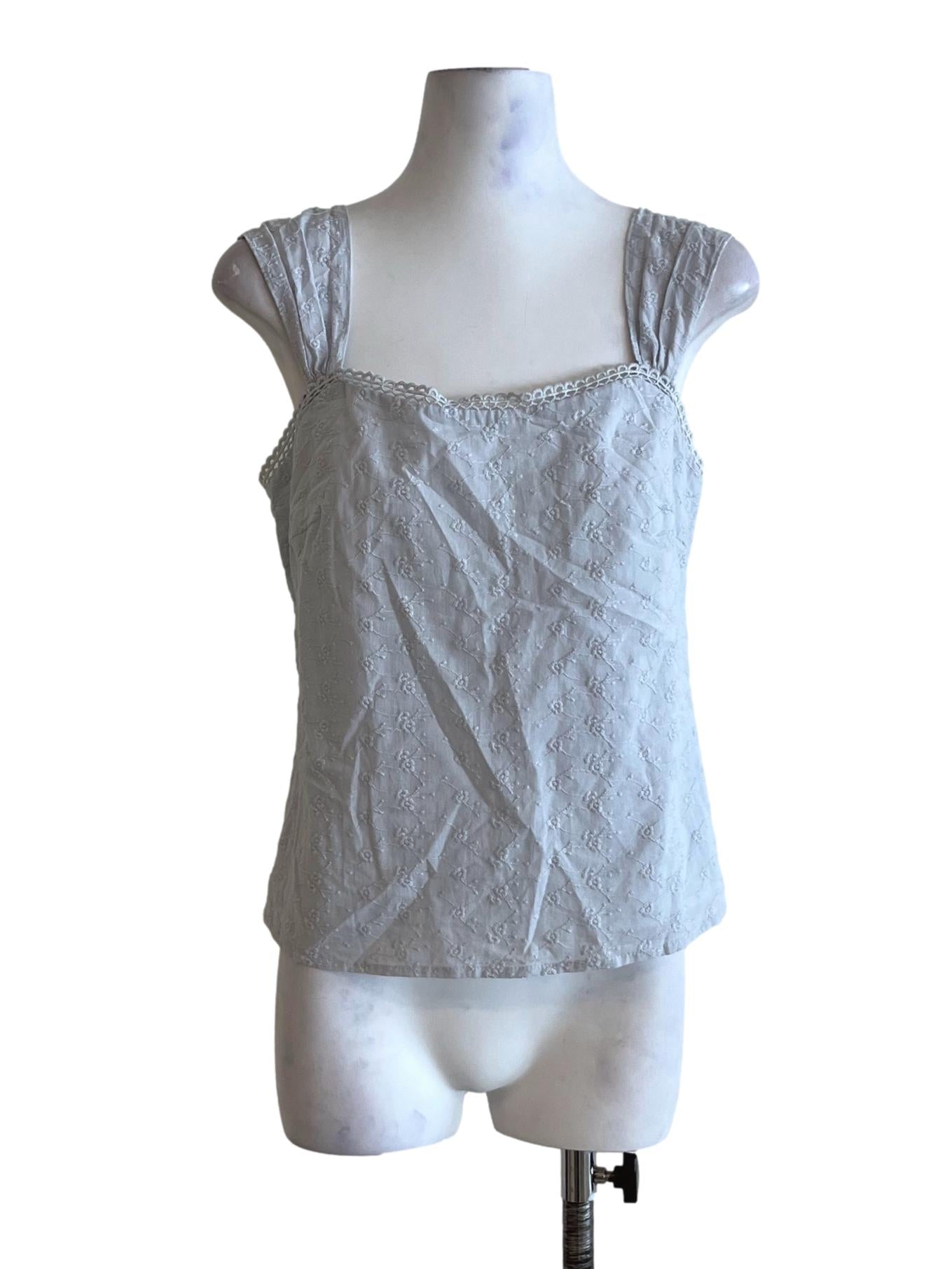 Sky Blue Floral Sleeveless Top