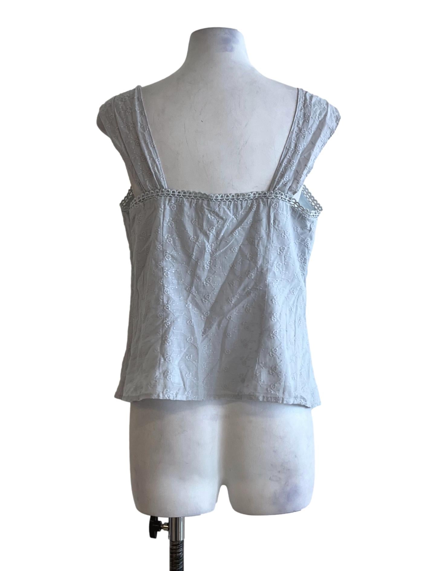 Sky Blue Floral Sleeveless Top