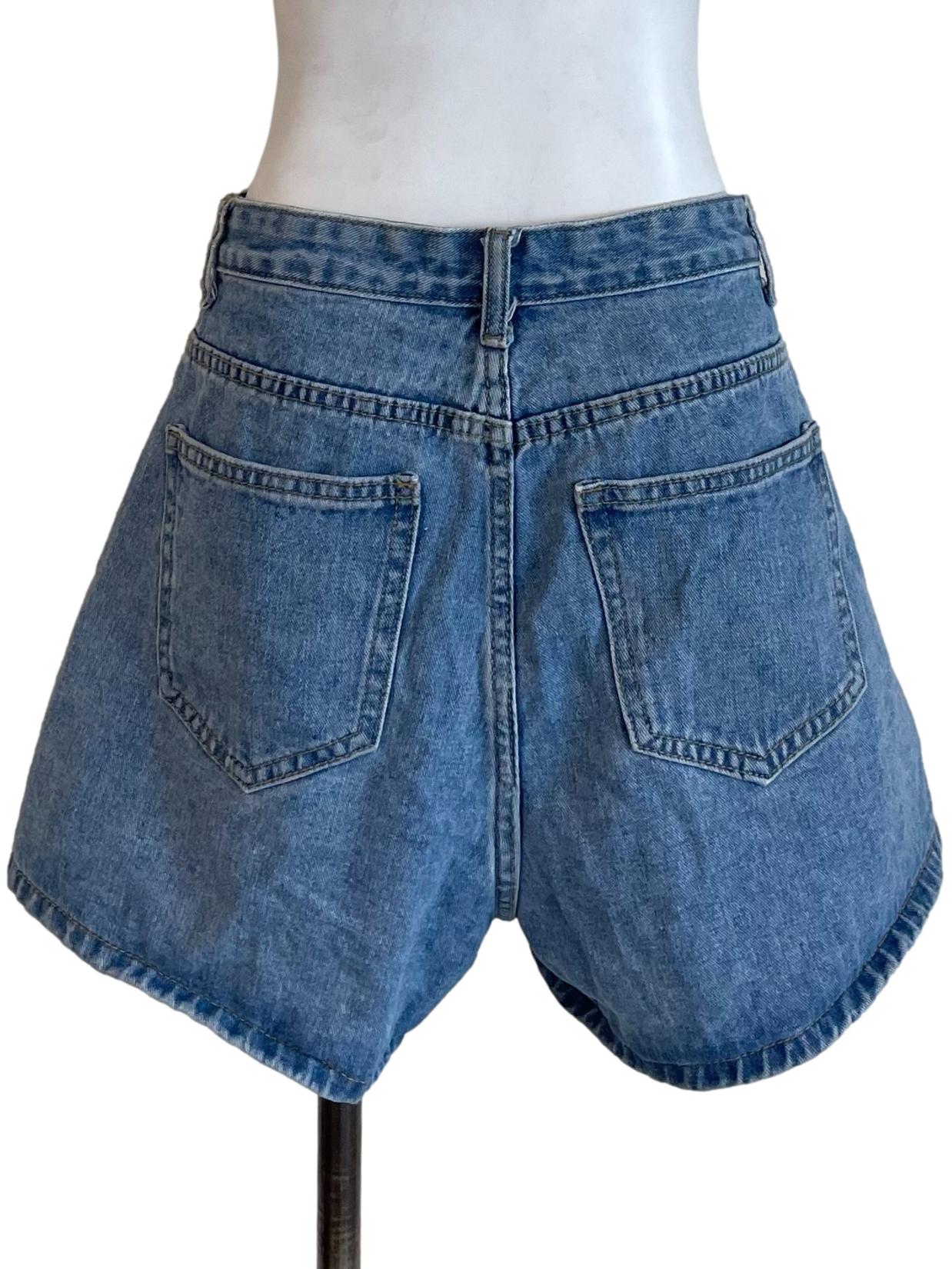 Blue Wide Denim Shorts