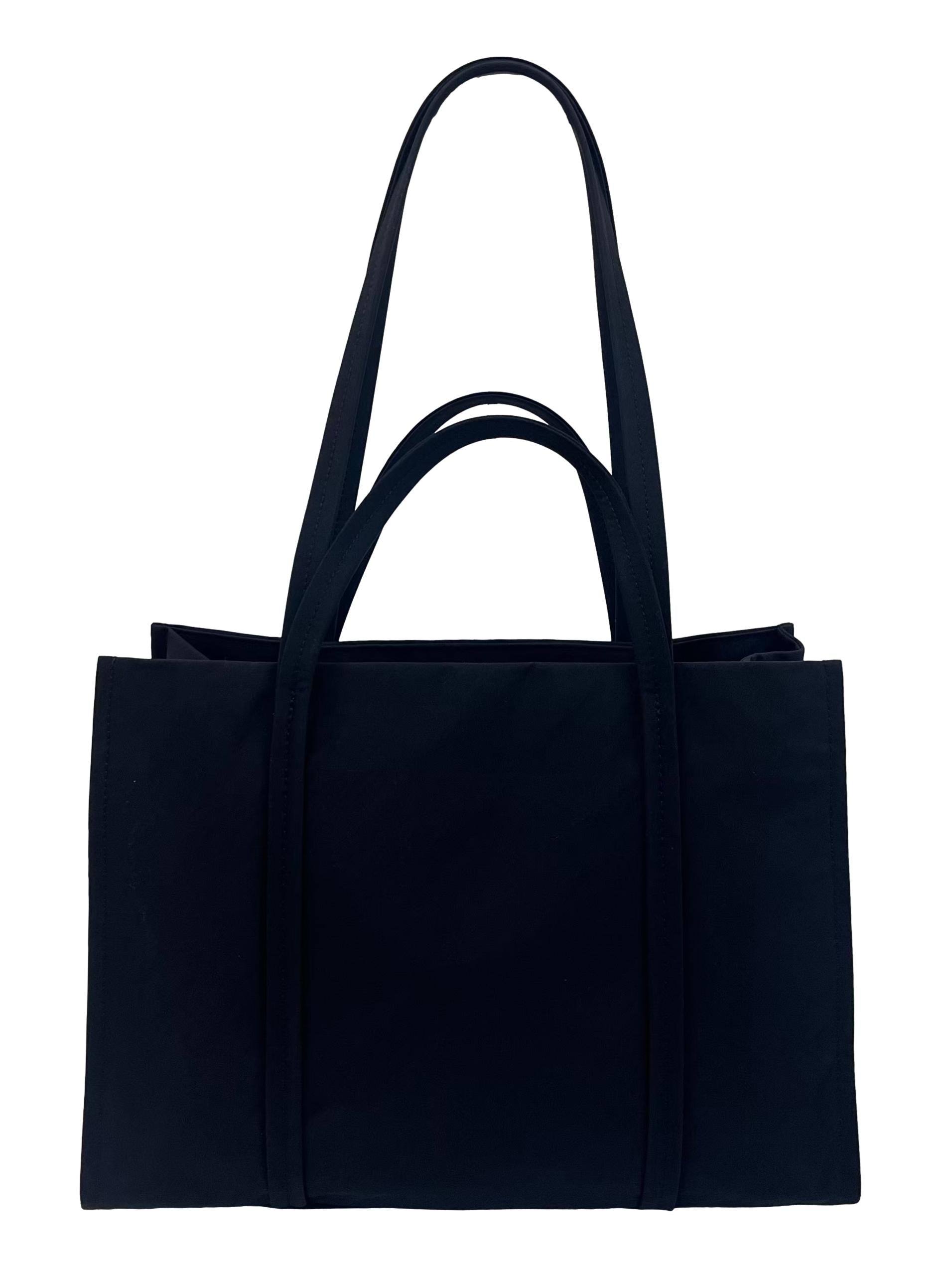 Black Nylon Tote Bag With Detachable Keychain CSN