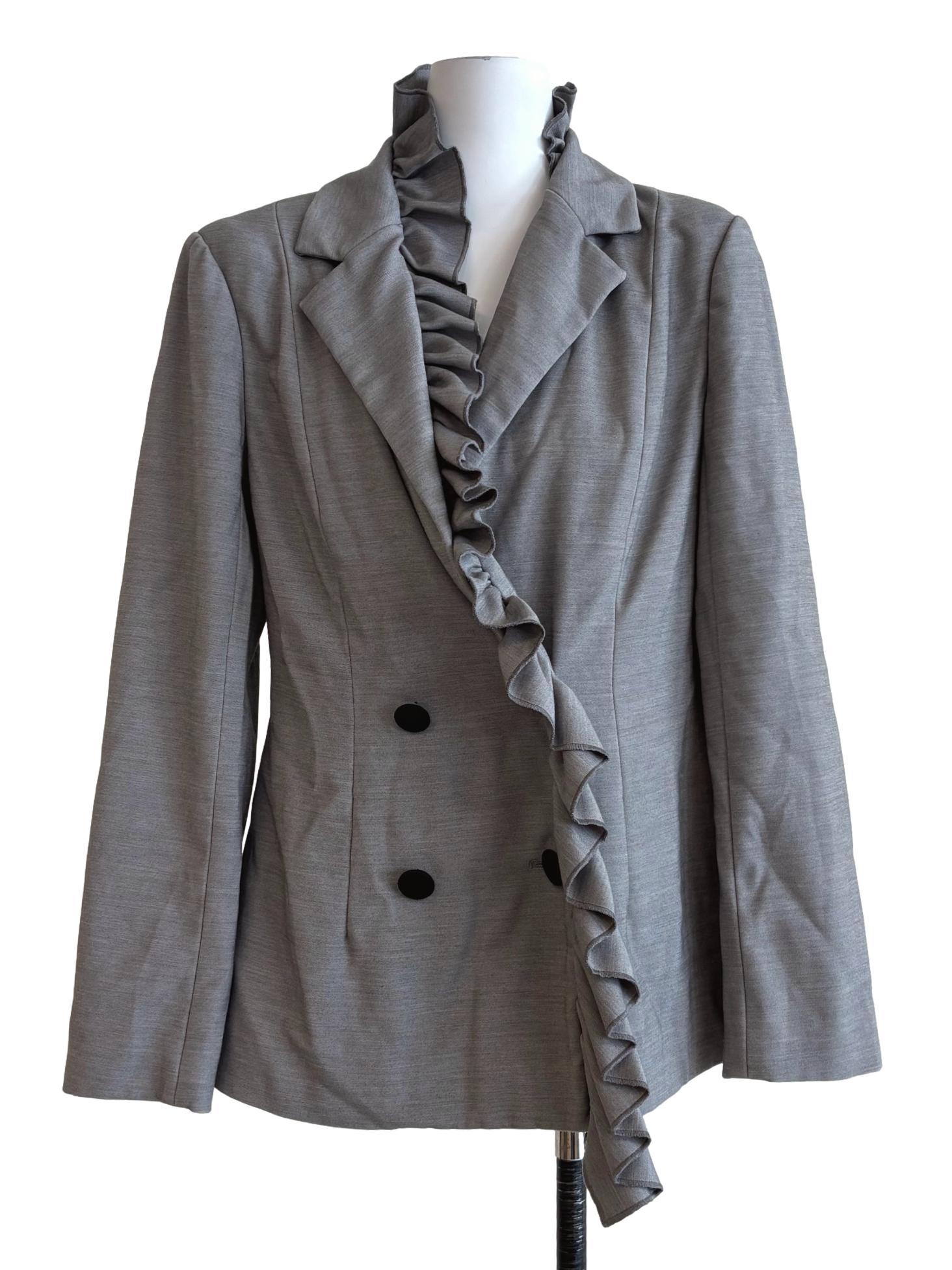 Storm Grey Ruffle Blazer