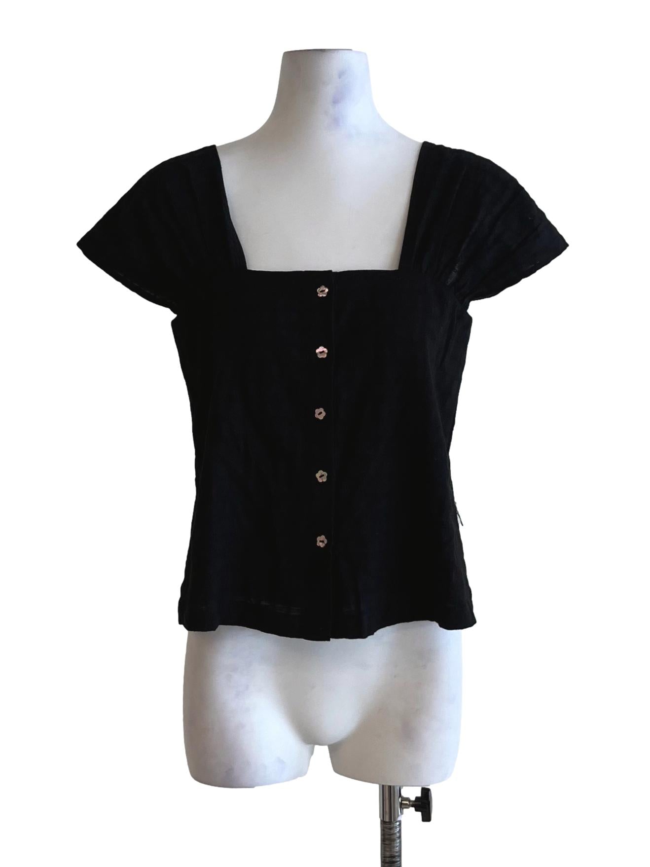 Black Square Neckline Blouse