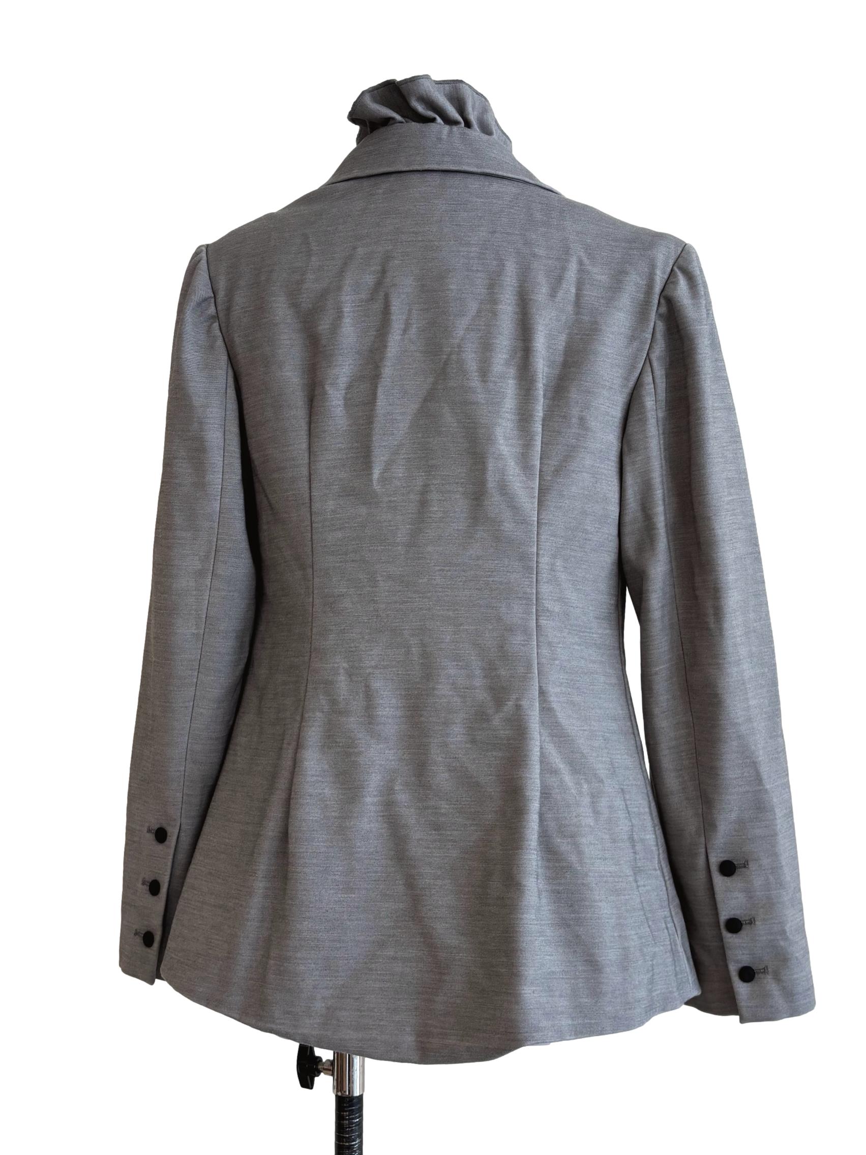 Storm Grey Ruffle Blazer