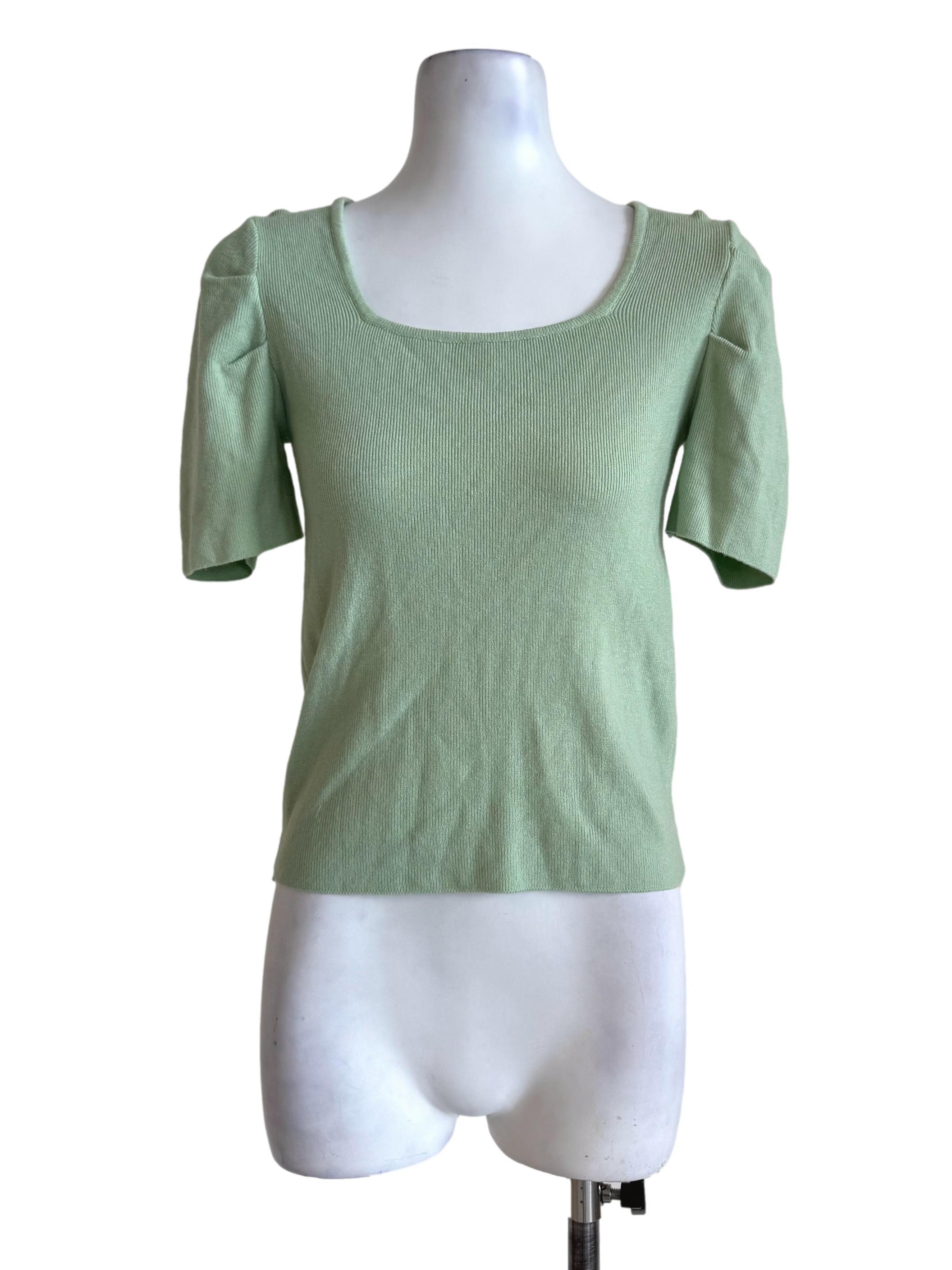 Textured Mint Square Neck Top