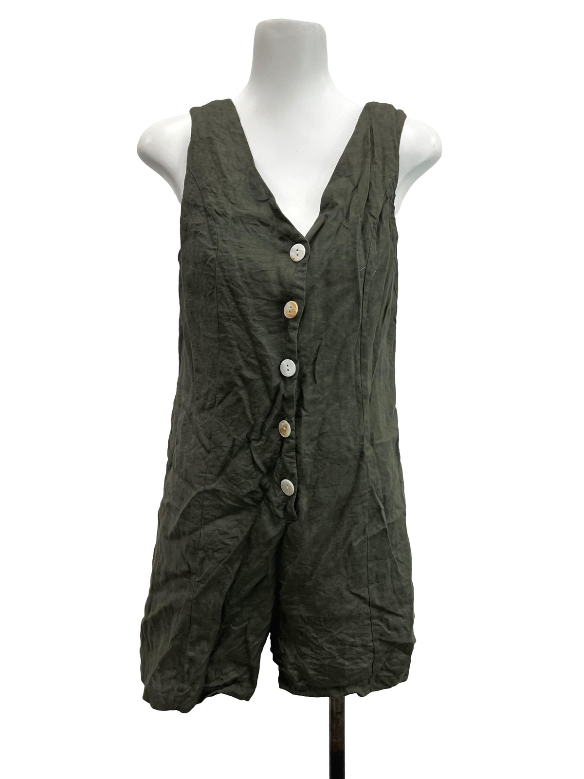 The Editor's Market Green V Neck Romper | REFASH