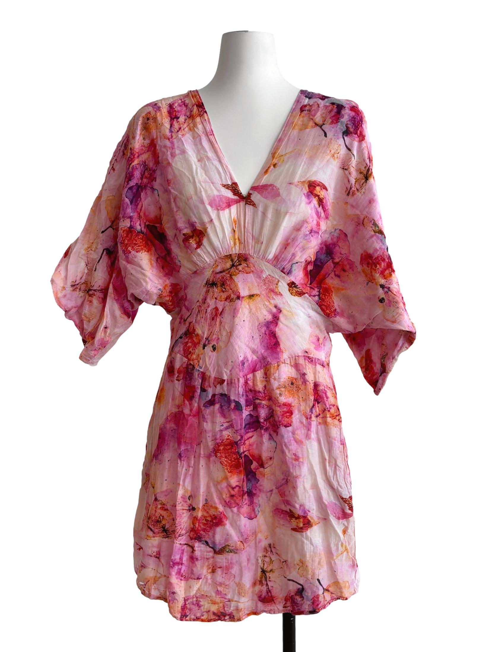 Orchid Pink Watercolour Mini Dress