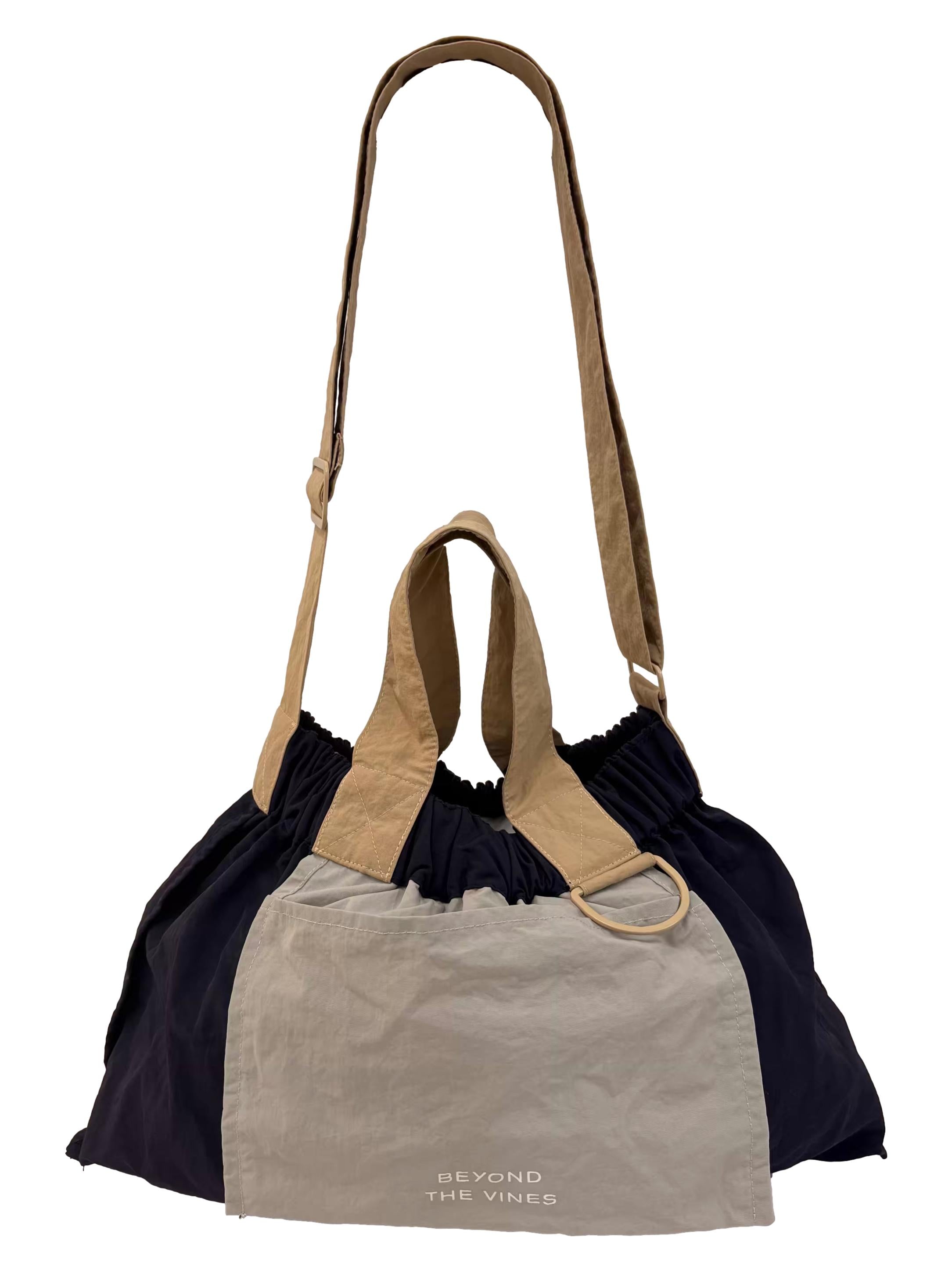 Navy Blue Colourblock Medium Dumpling Crossbody Bag