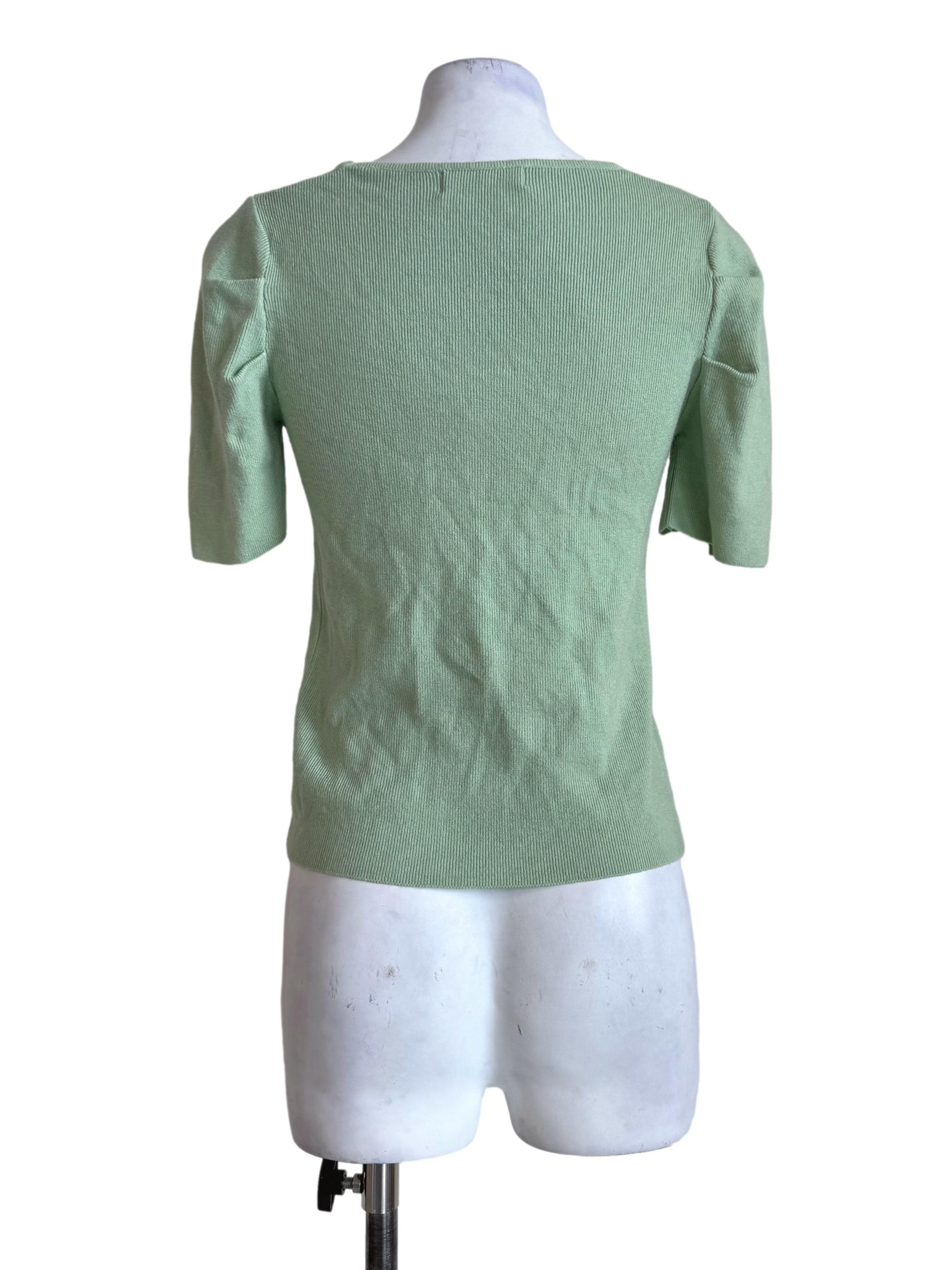 Textured Mint Square Neck Top
