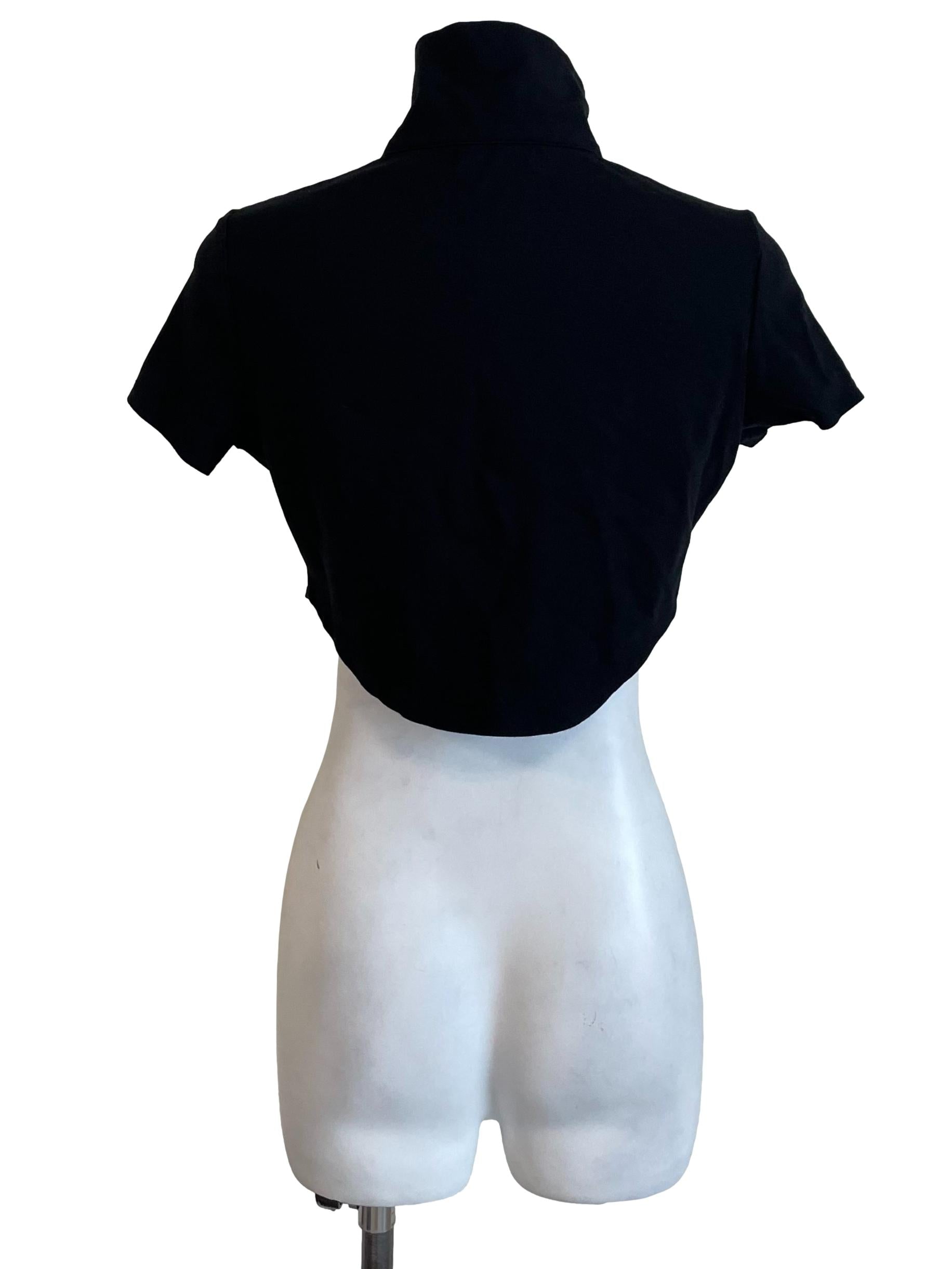 Black High Neck Zip Up Top