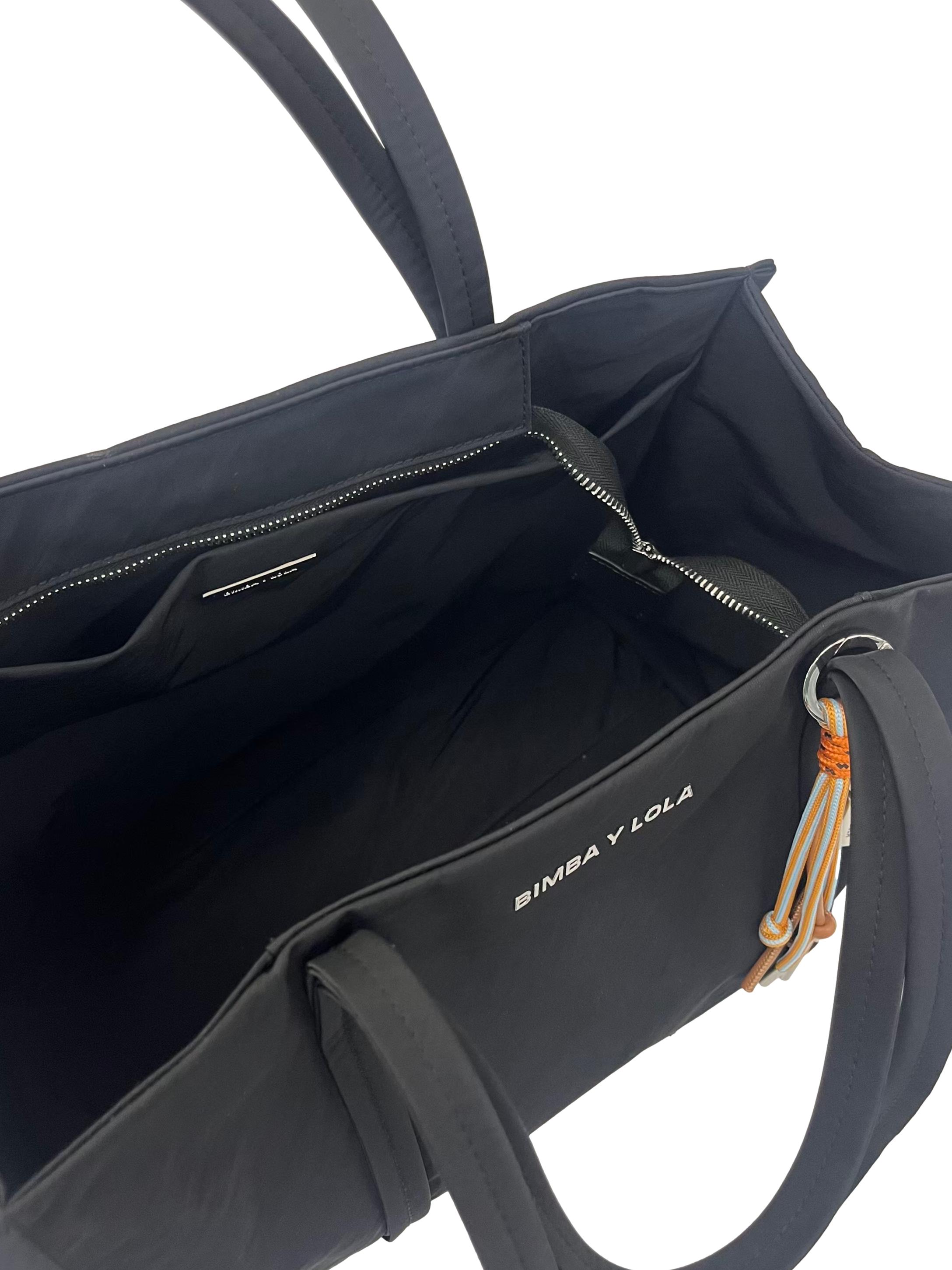 Black Nylon Tote Bag With Detachable Keychain CSN