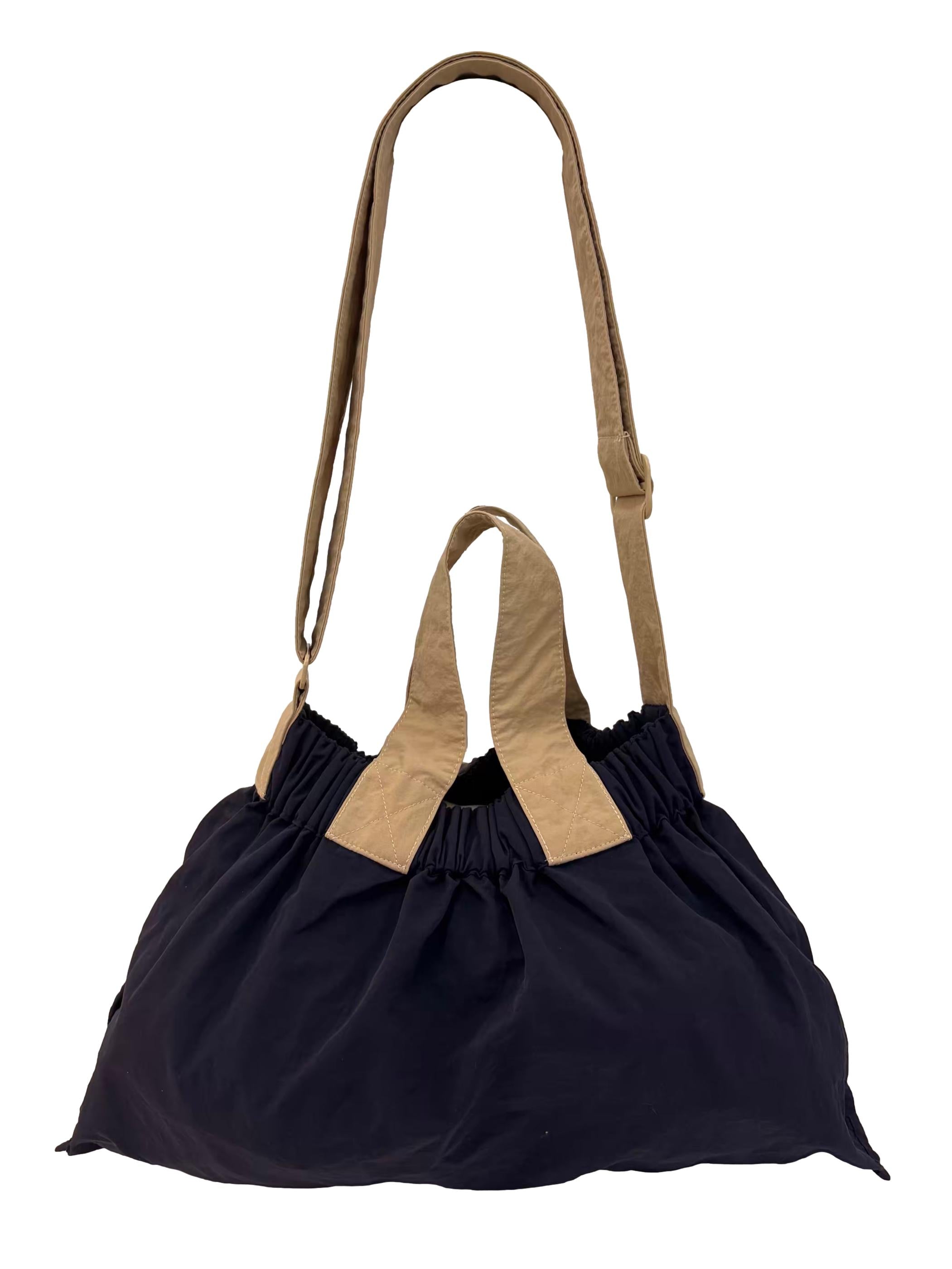Navy Blue Colourblock Medium Dumpling Crossbody Bag