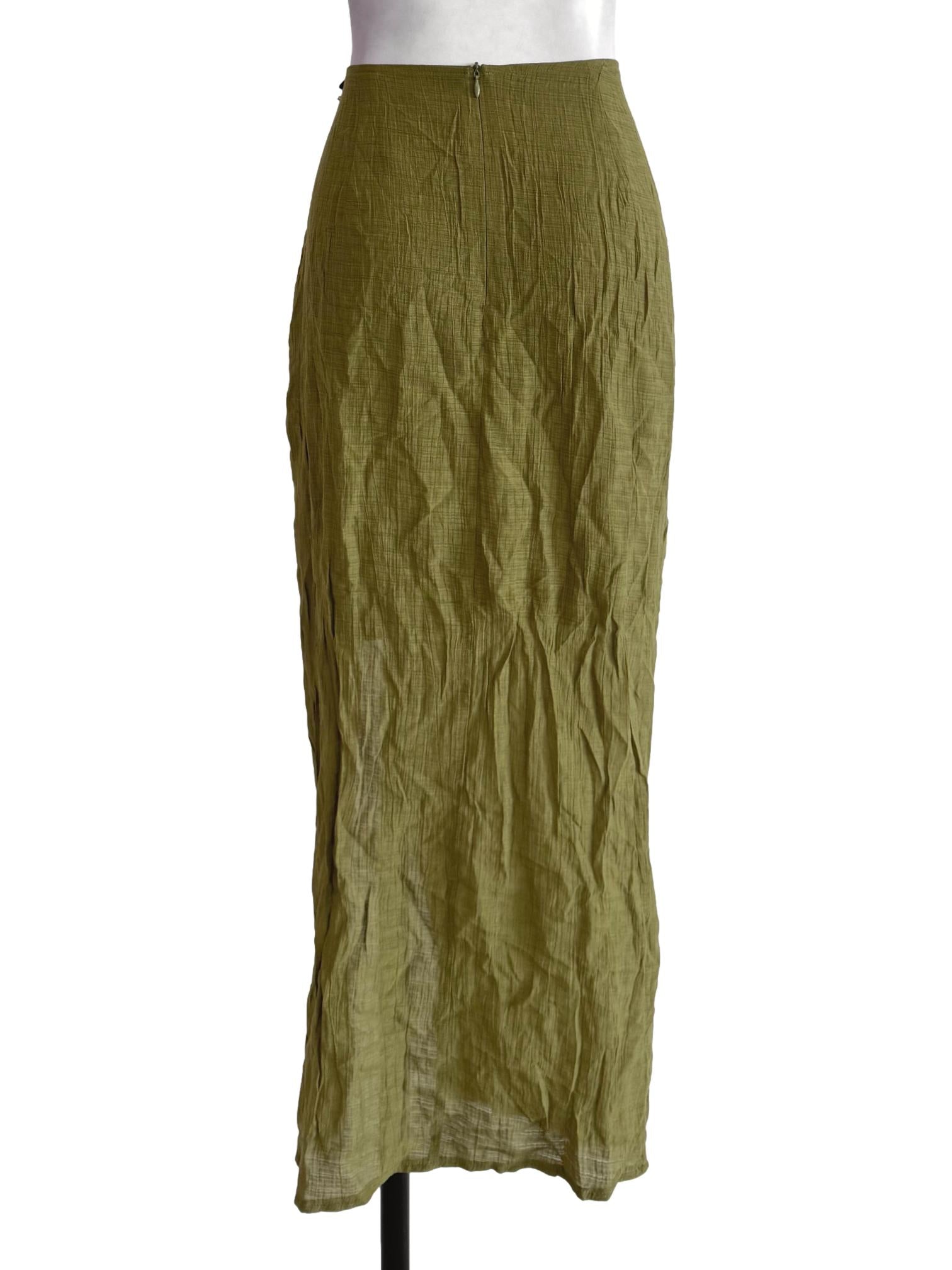 Pear Green Draped Midi Skirt