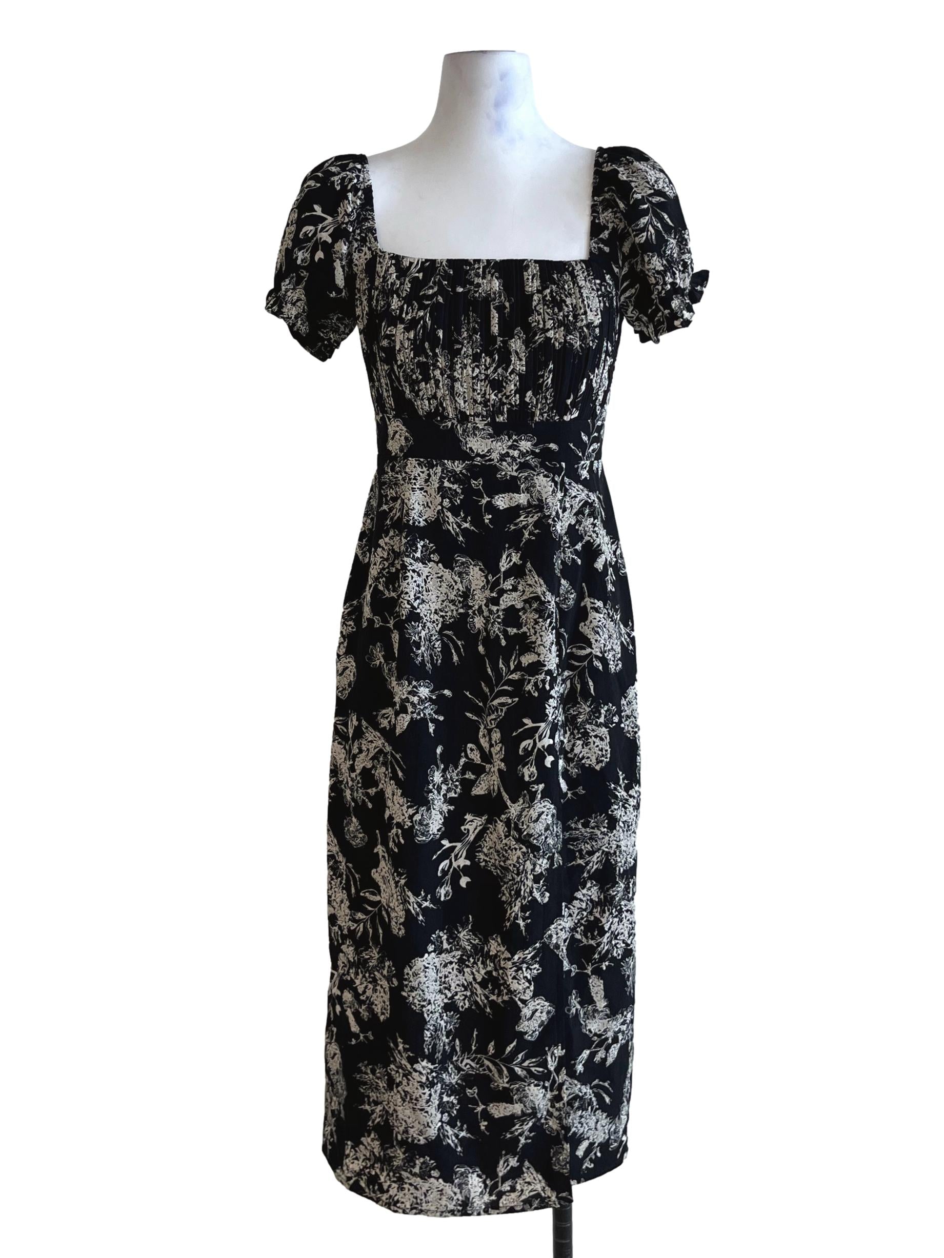 Black Abstract Empire Dress