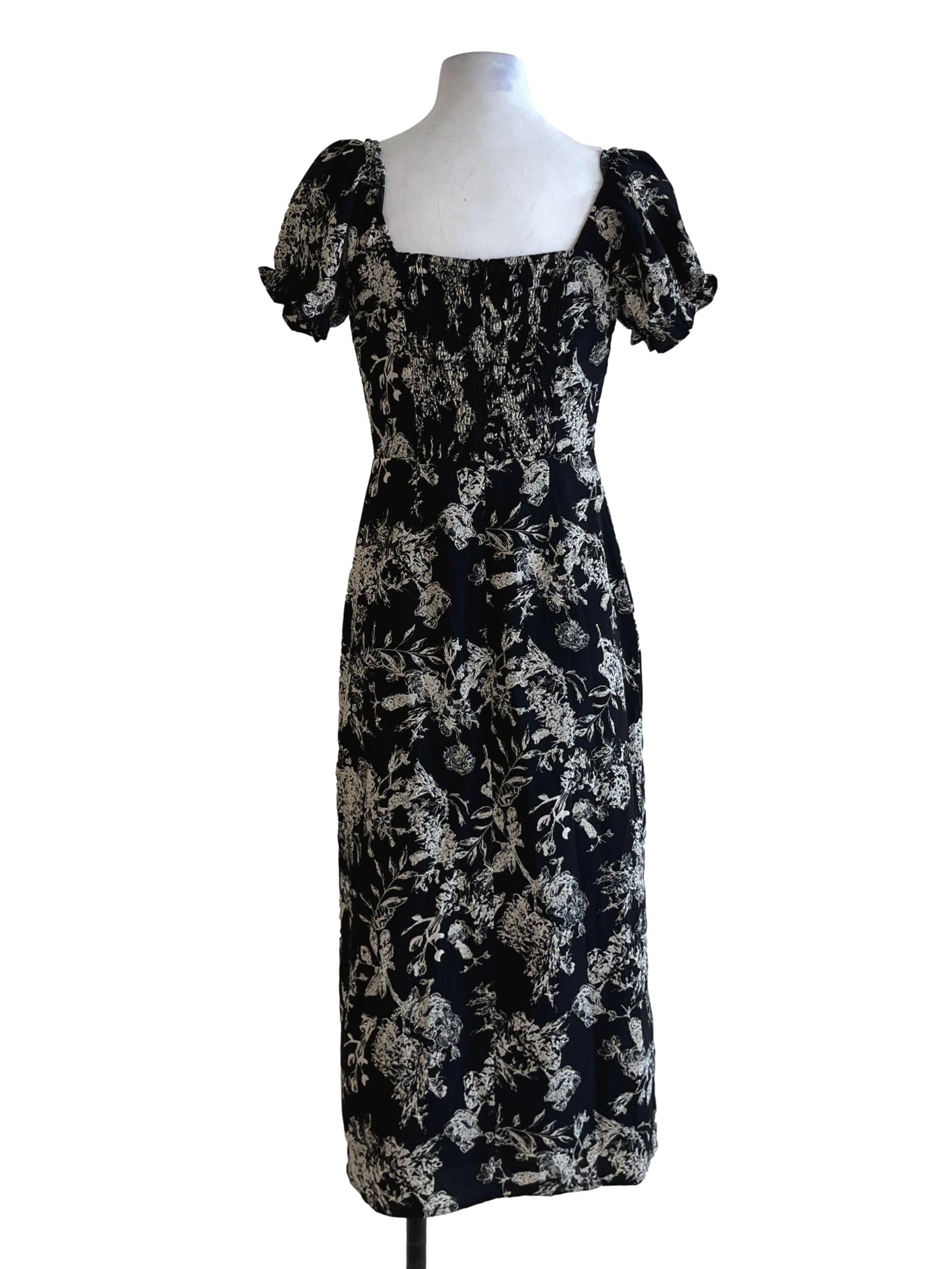 Black Abstract Empire Dress