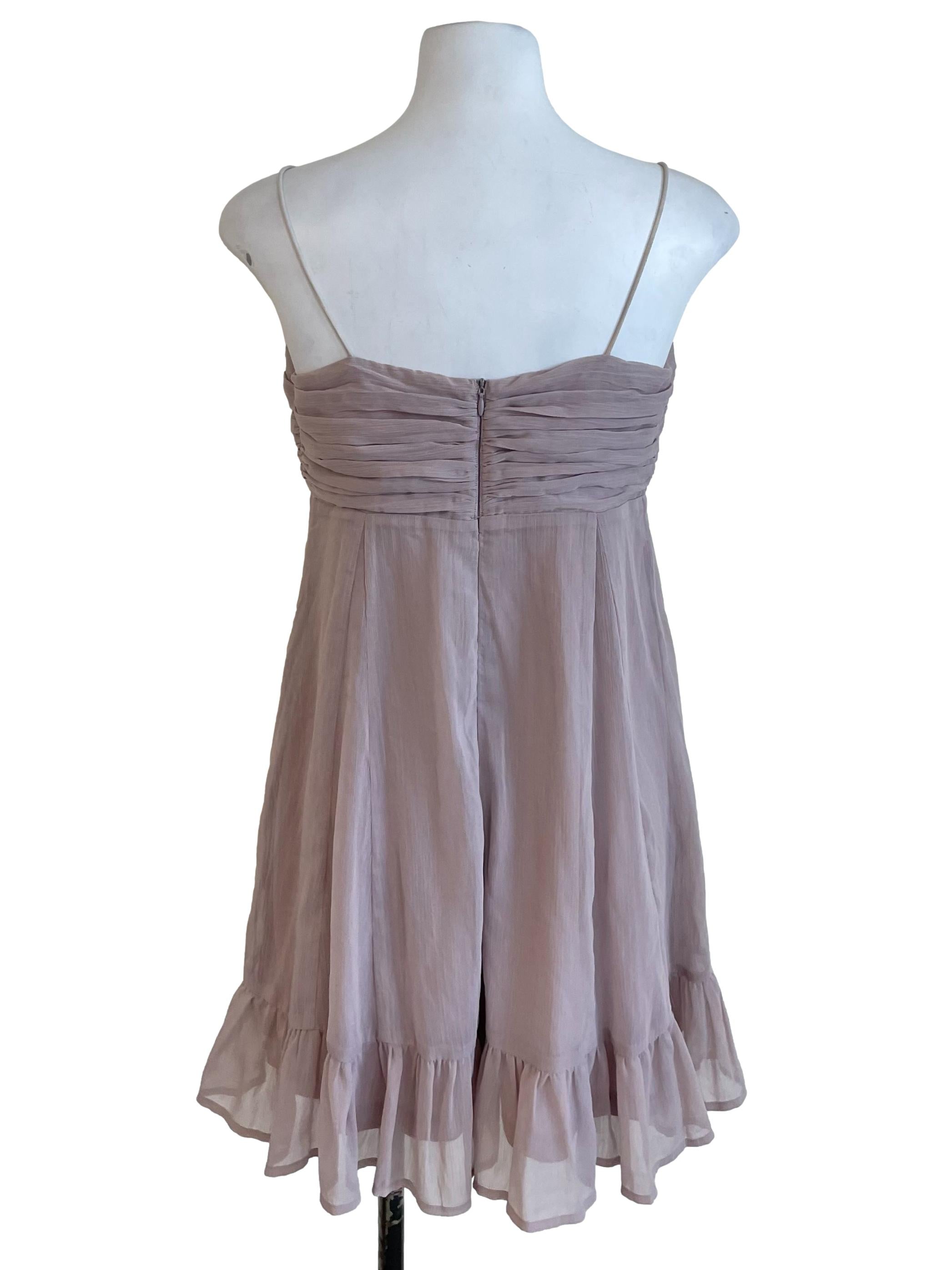 Mauve Ruched Chiffon Babydoll Dress