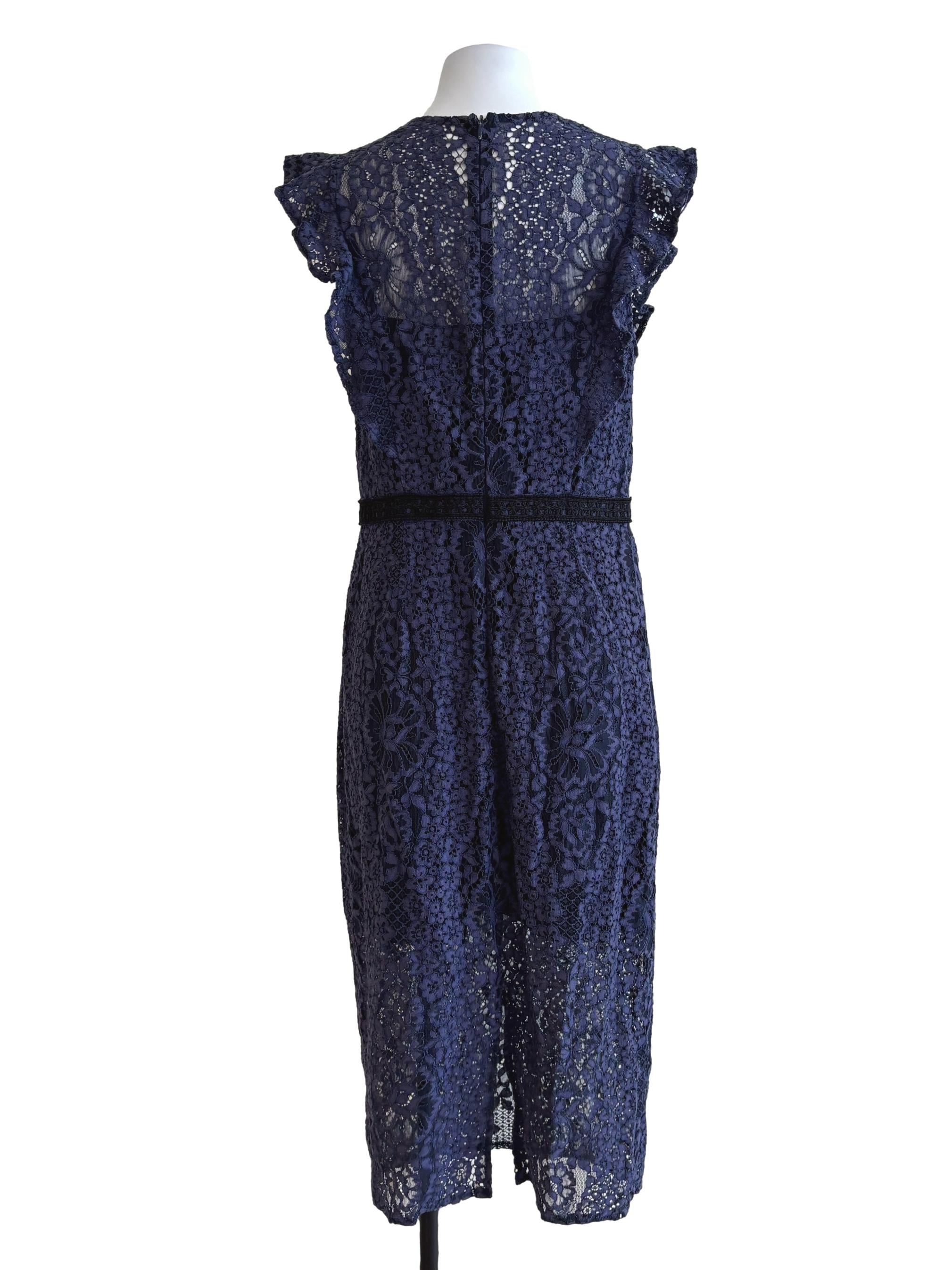 Navy Blue Sleeveless Lace Dress