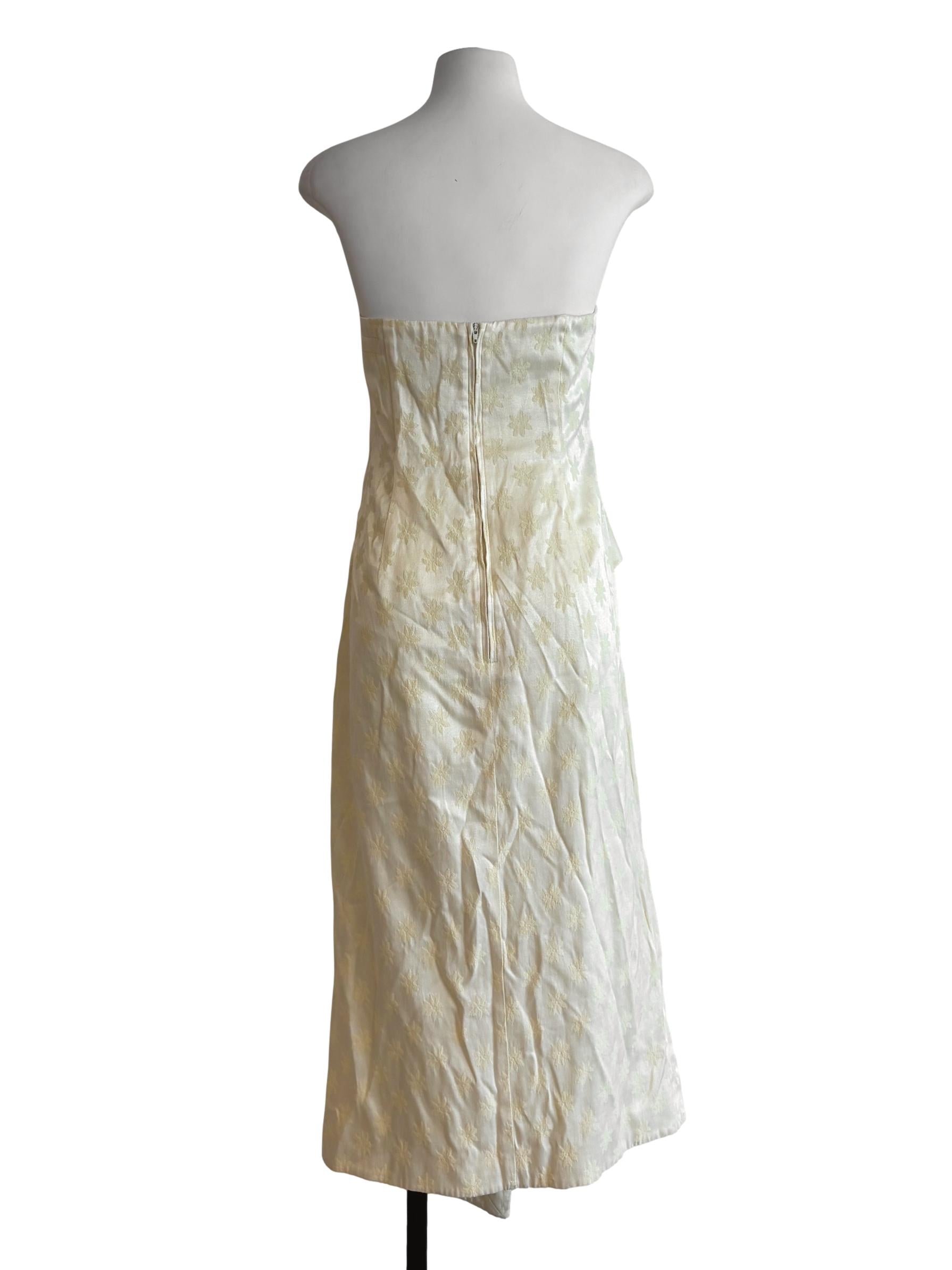 Cream Strapless Floral Maxi Dress