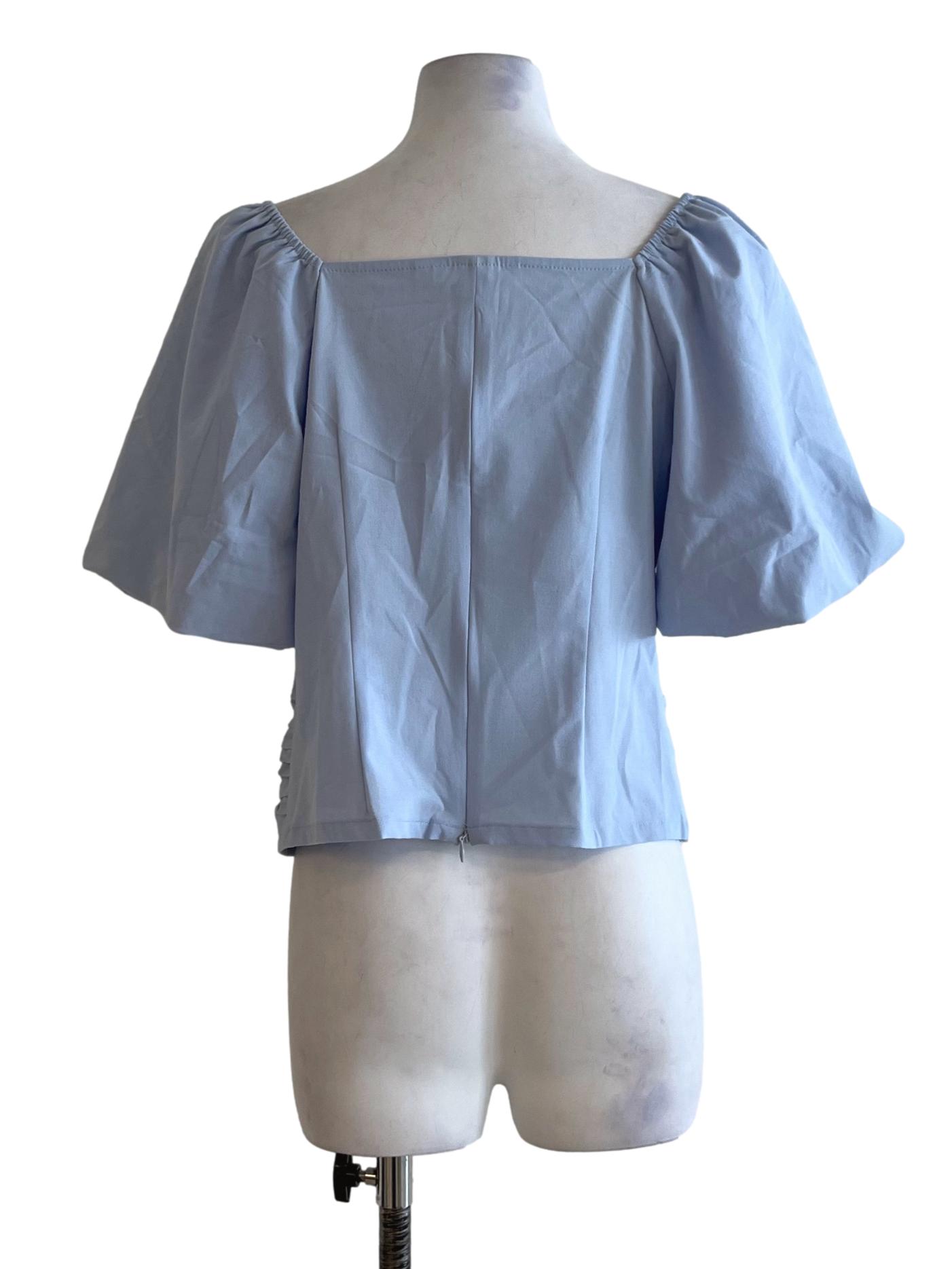Blue Square Neckline Blouse