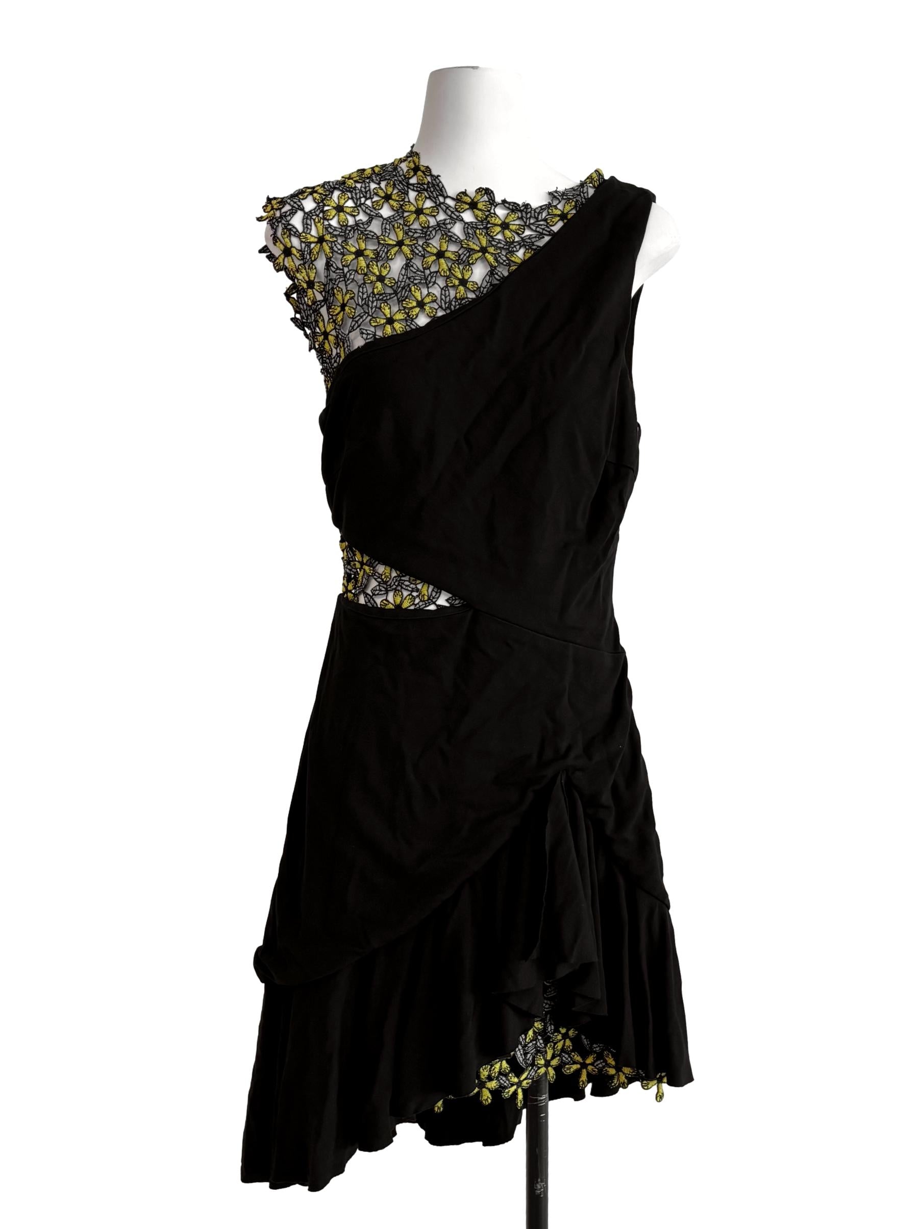 Rich Black Side Lace Mini Dress