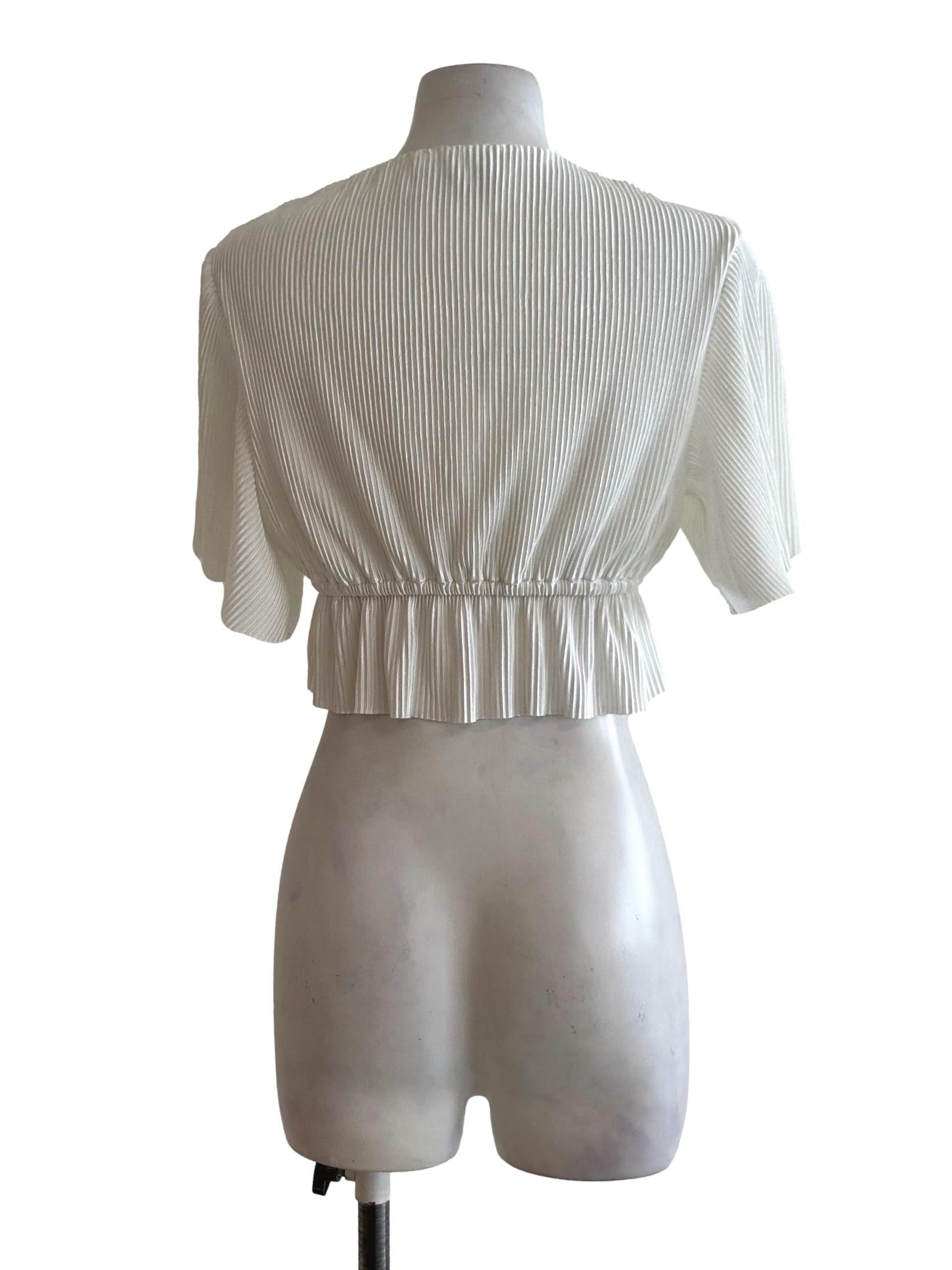 Ivory White Crinkle Crop Top YHF