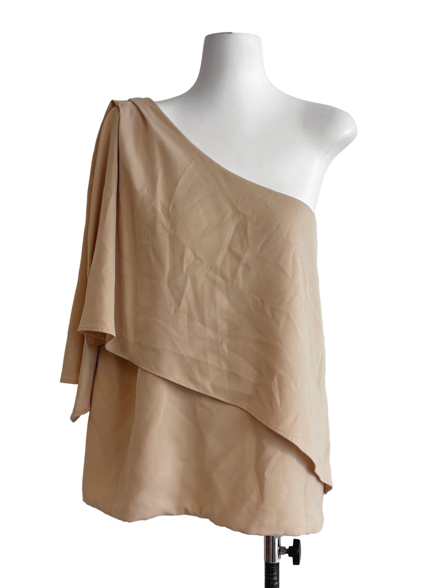 Wheat Beige One Shoulder Top