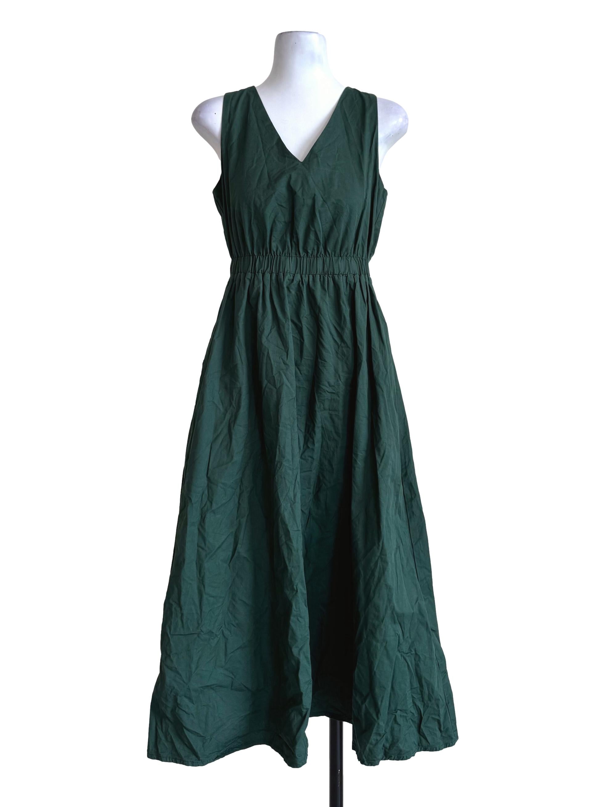 Emerald V Neck A-Line Dress
