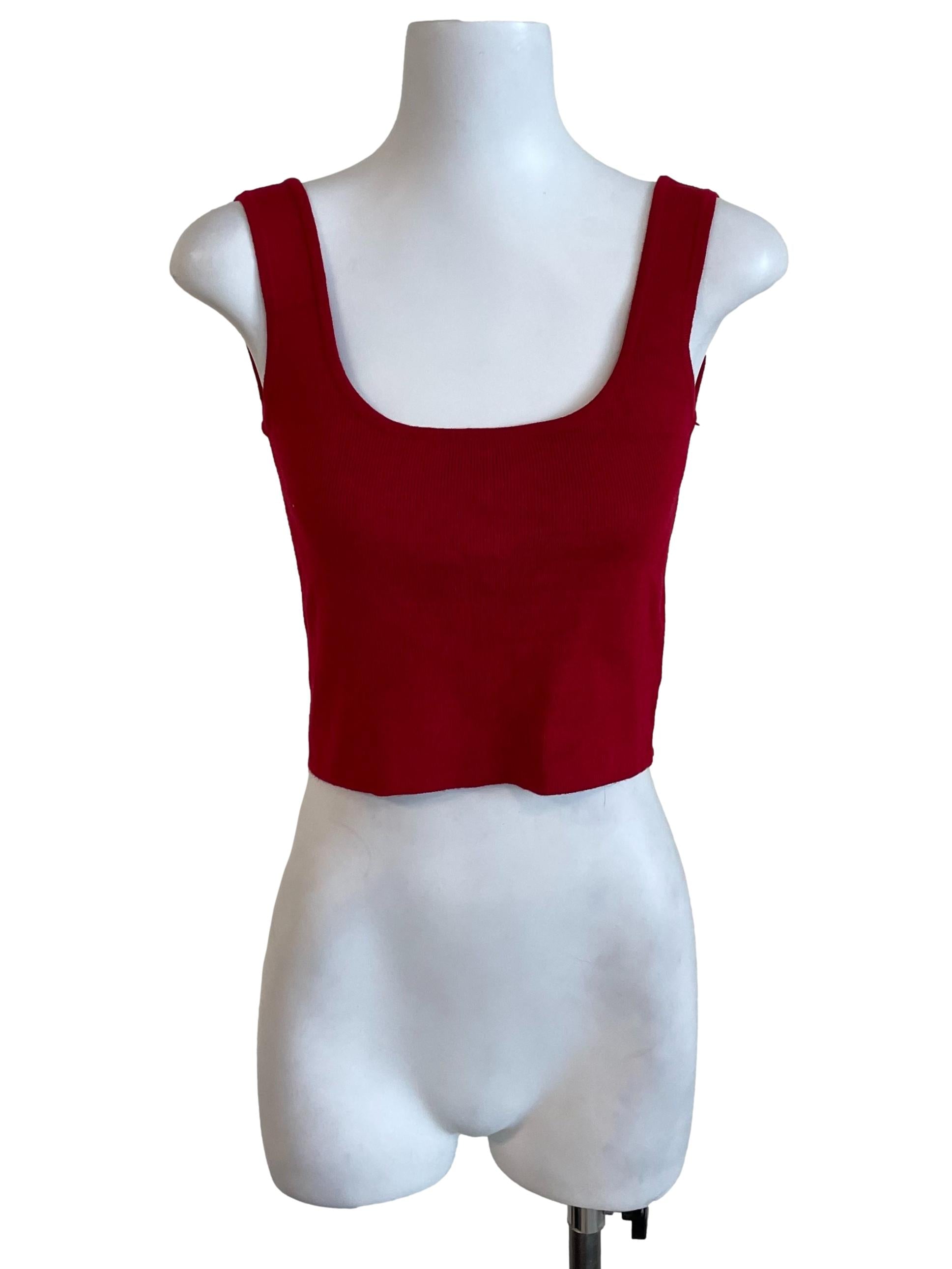 Scarlet Red Knit Cropped Tank Top