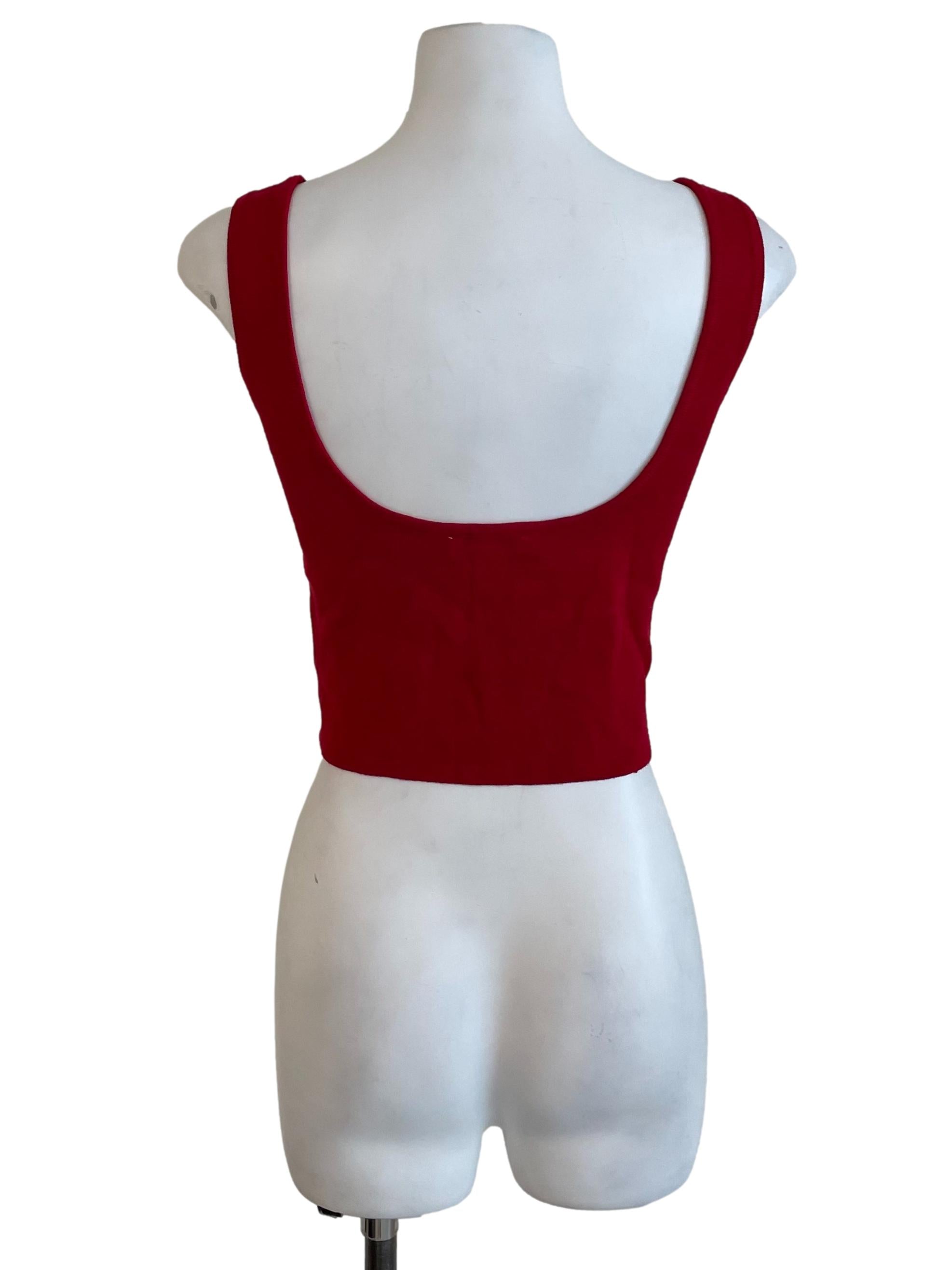 Scarlet Red Knit Cropped Tank Top