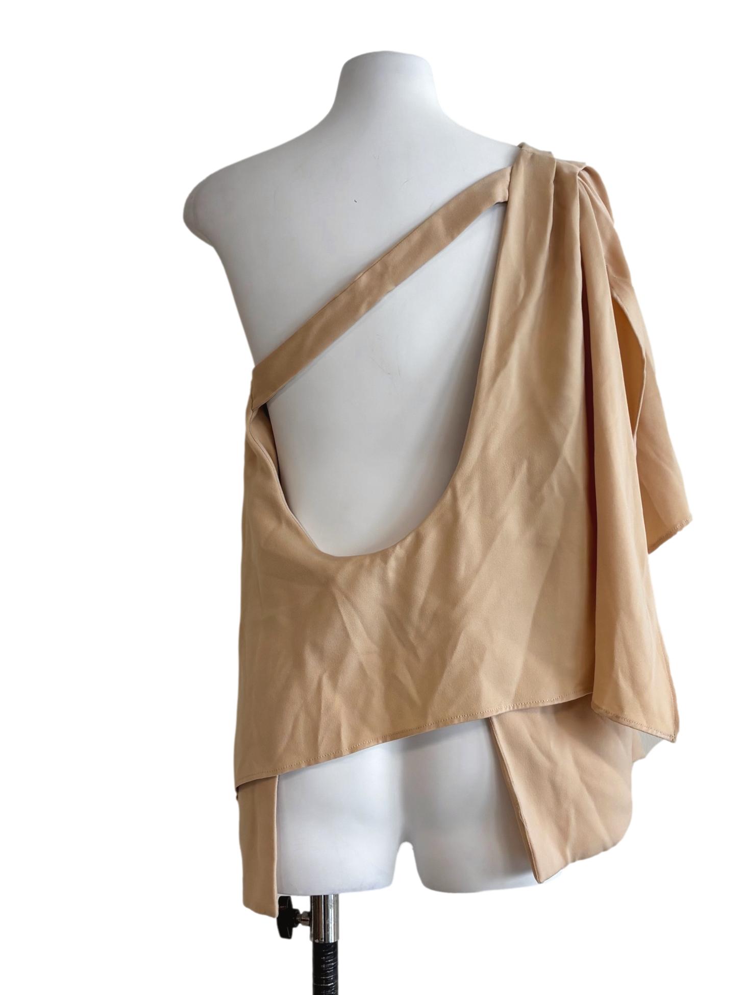 Wheat Beige One Shoulder Top