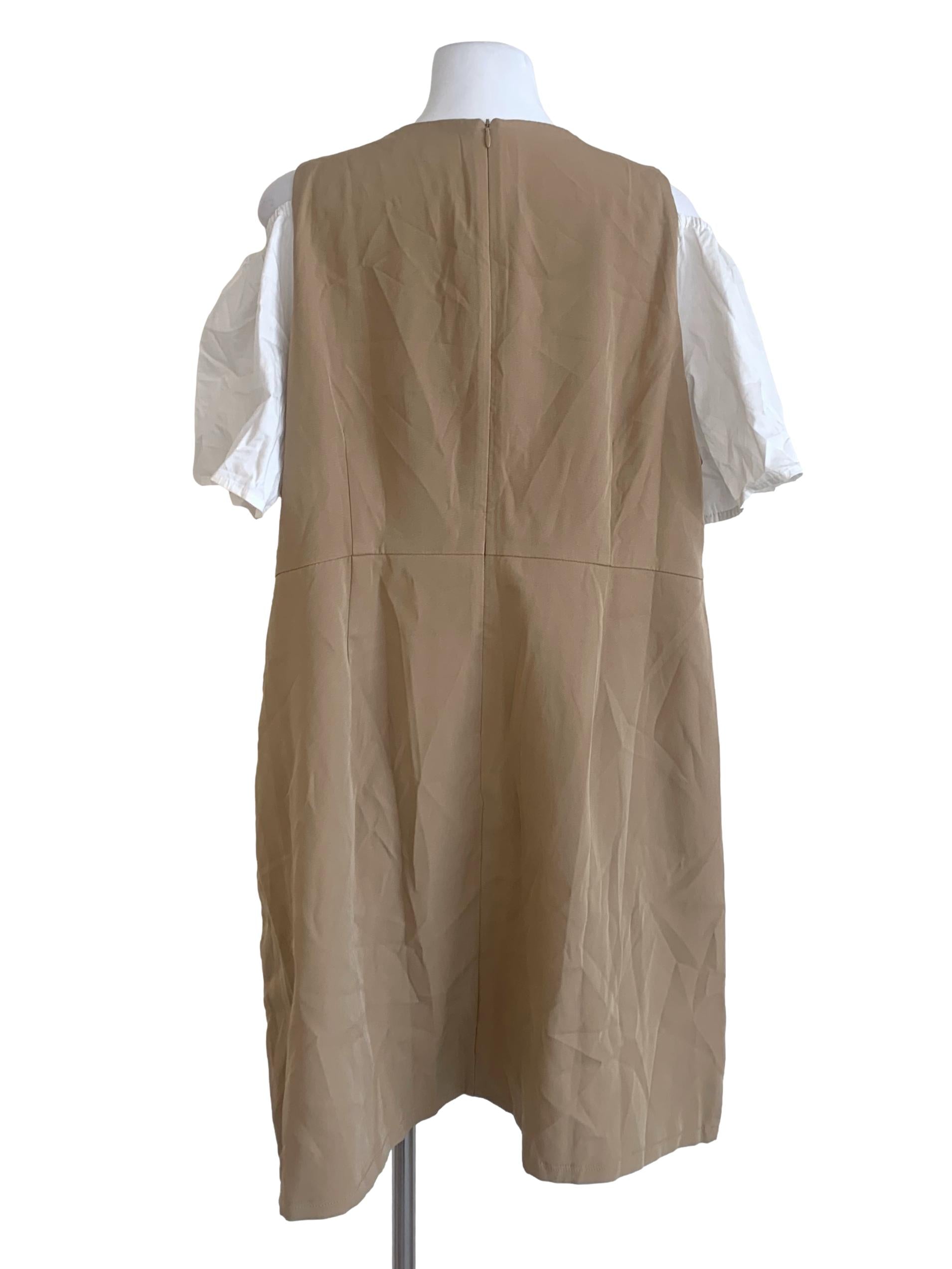 Hazelnut Beige V Neck Dress