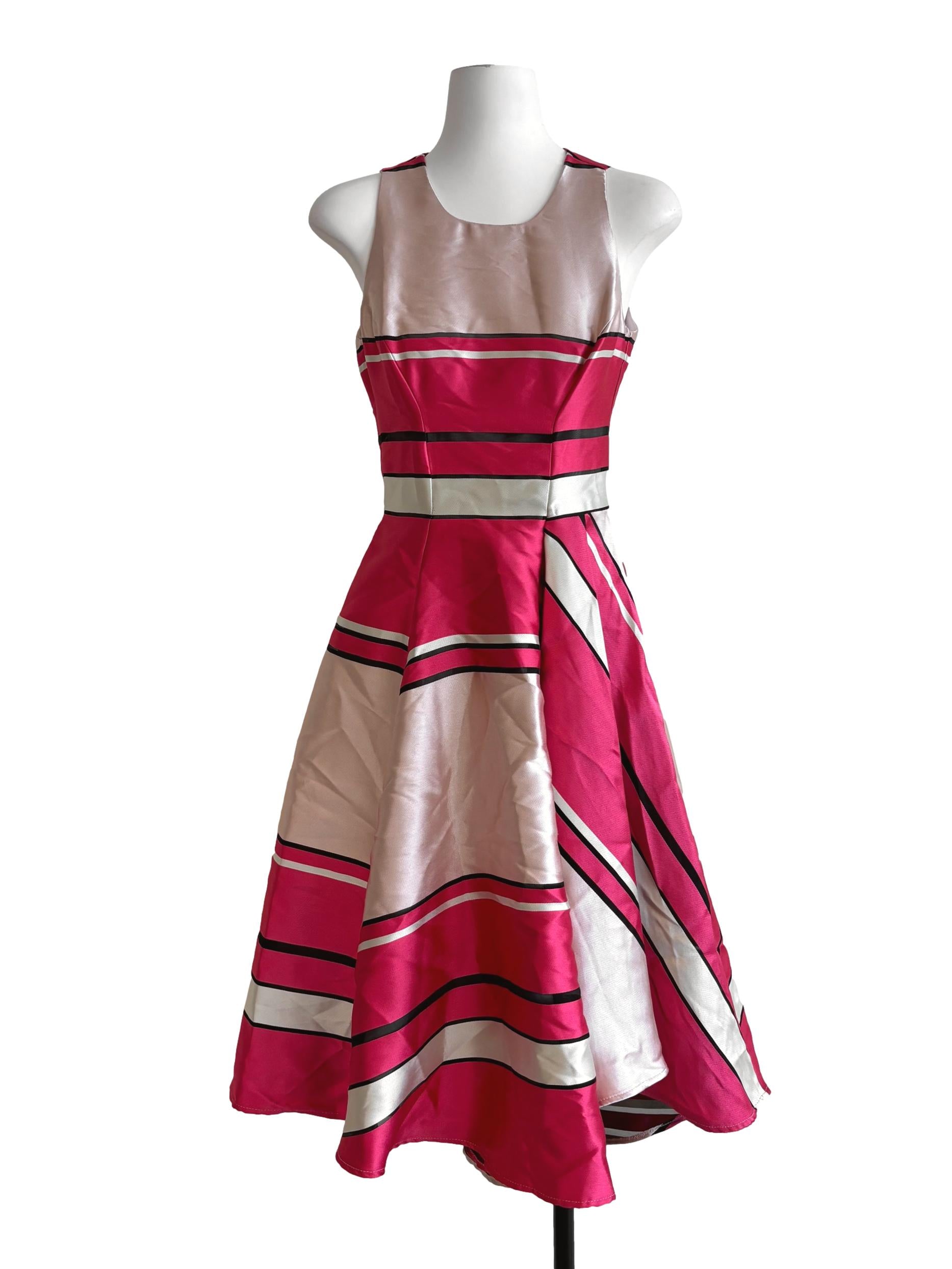 Hot Pink Sleeveless A-Line Dress